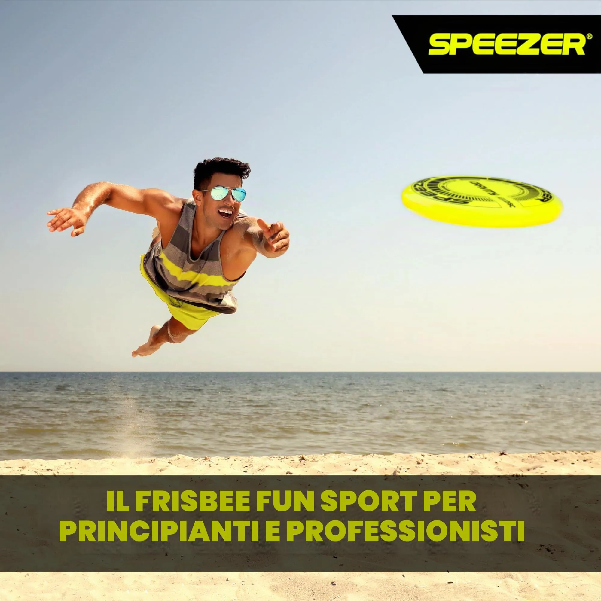 SPEEZER® Gravity Frisbee 175 g – Il disco da lancio professionale giallo neon è il gioco all'aperto divertente – disco frisbee per bambini adulti – Ultimate Flying Disc giocattolo da spiaggia - immagine 3