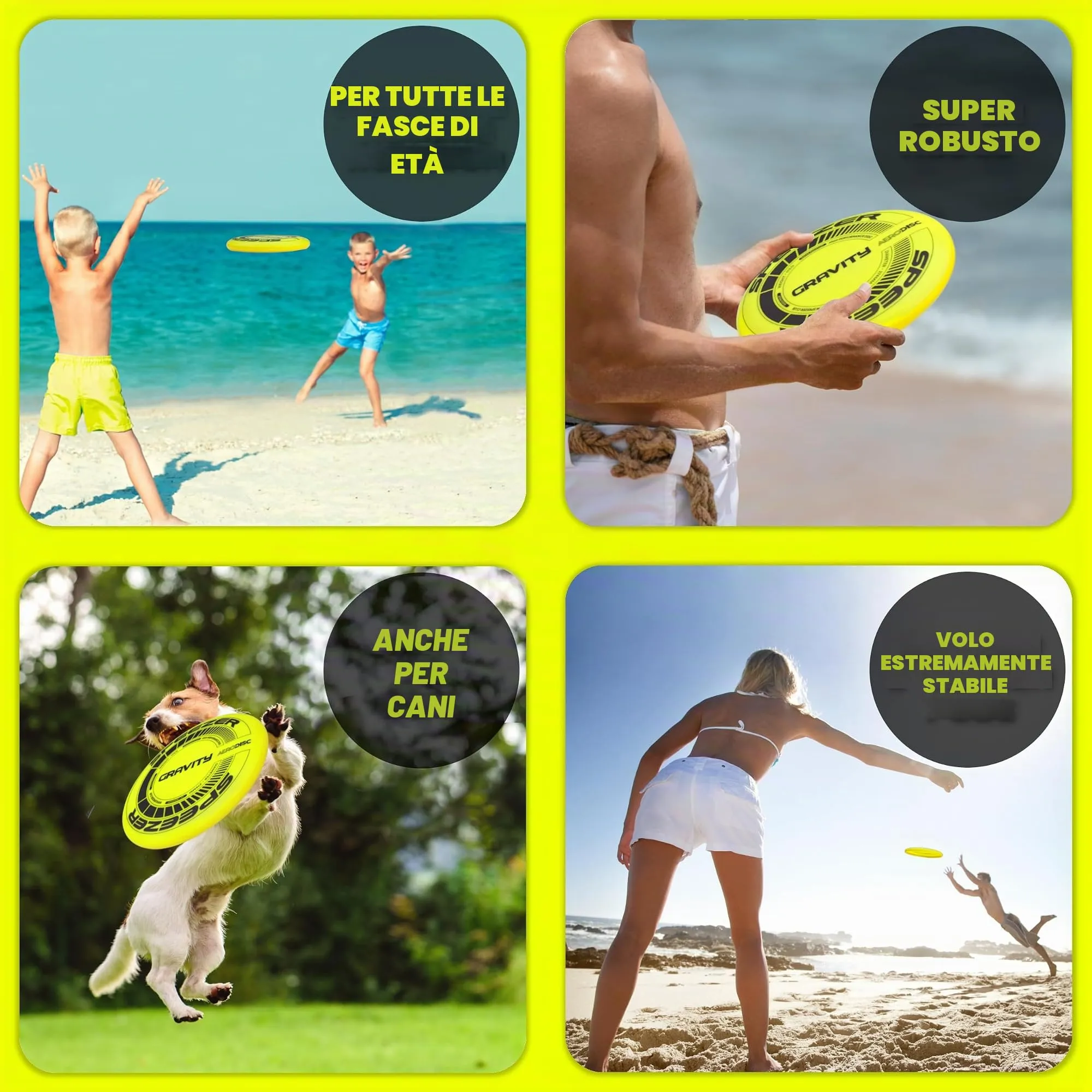 SPEEZER® Gravity Frisbee 175 g – Il disco da lancio professionale giallo neon è il gioco all'aperto divertente – disco frisbee per bambini adulti – Ultimate Flying Disc giocattolo da spiaggia - immagine 4