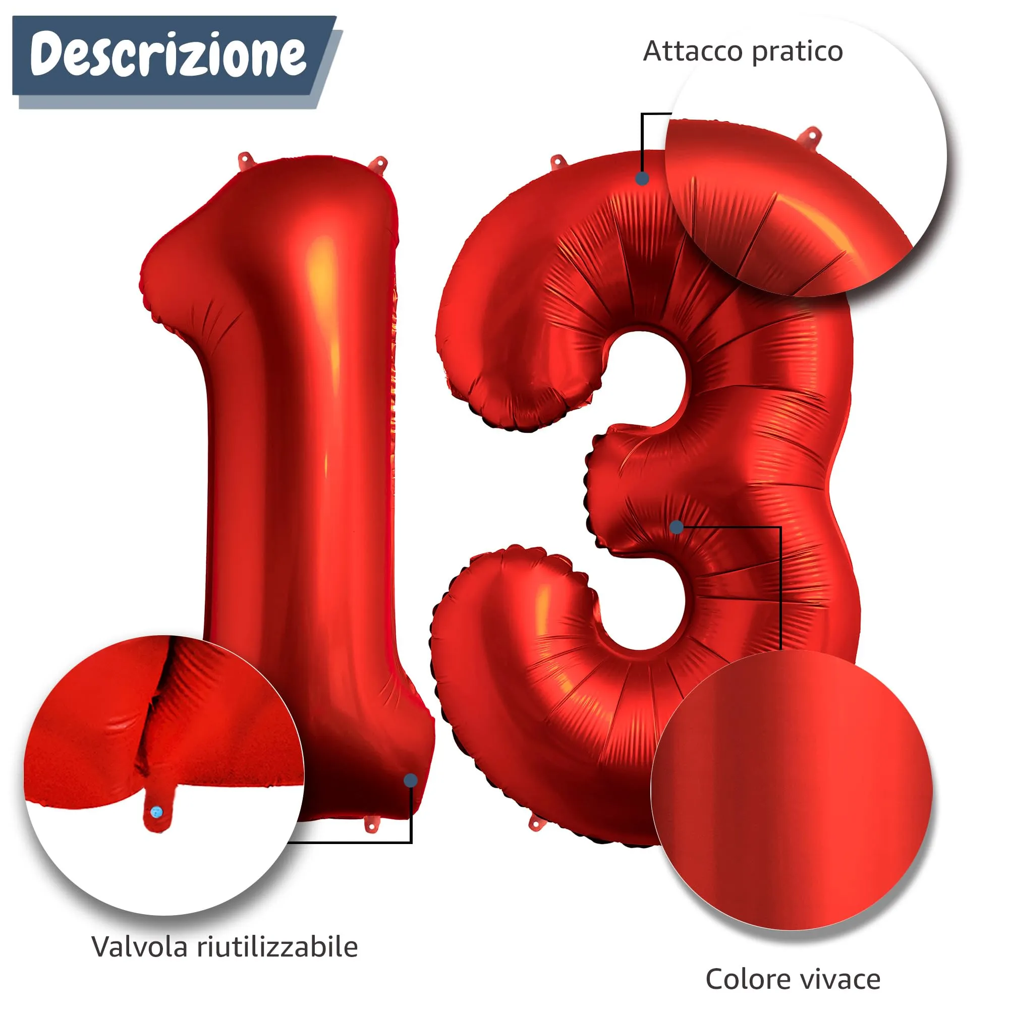 FUNFEST Palloncini 13 o 31 Anni Rosso Cromo 100cm - immagine 6