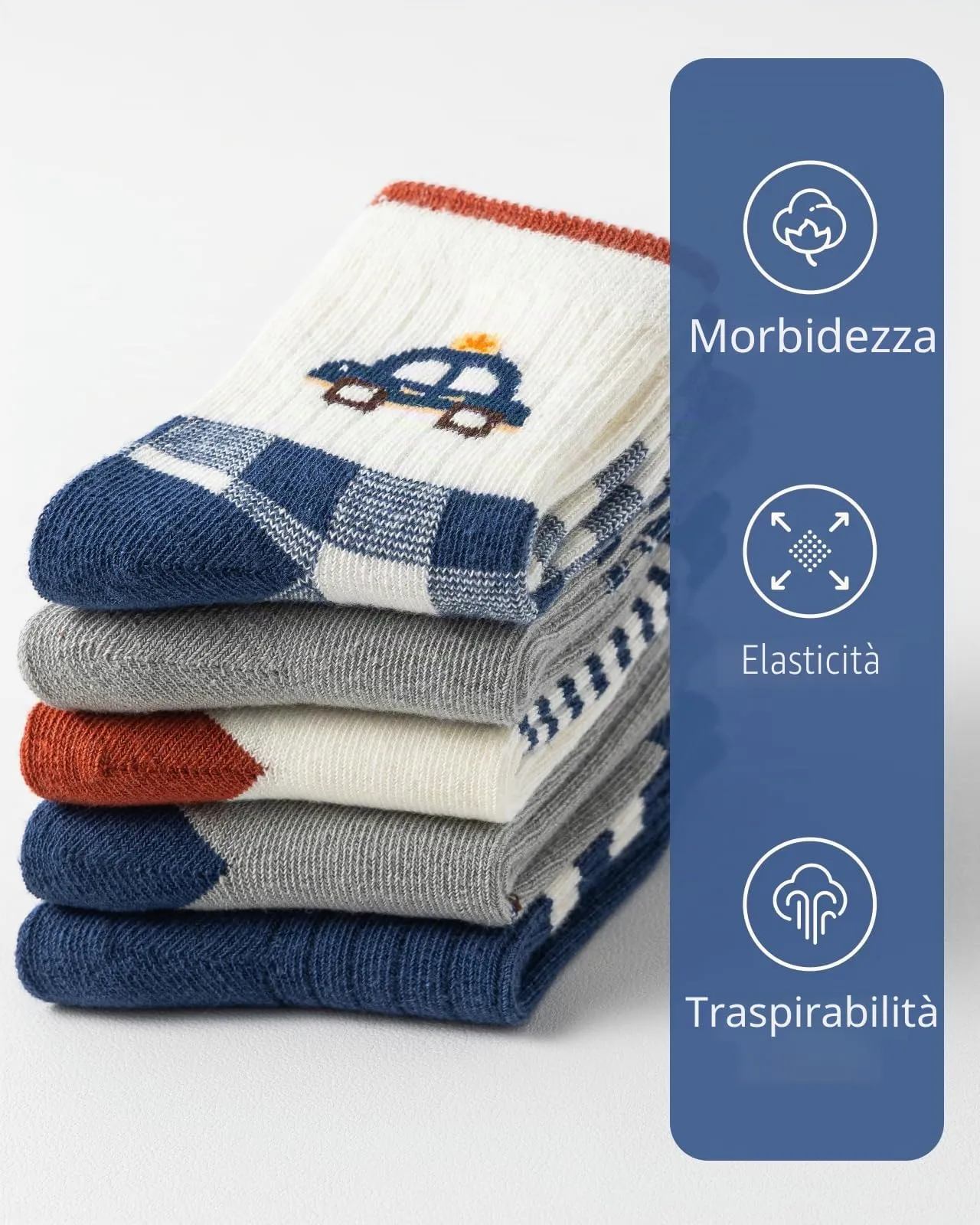 Kyopp 5 Paia Calzini per Bambini e Ragazze e Ragazzi Divertenti Calzini Animali in Cotone Unisex per Crew Socks 21-37 - immagine 7