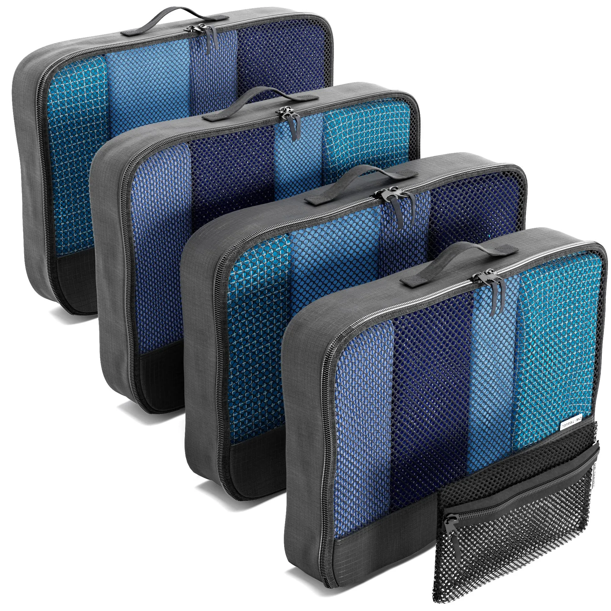 OW-Travel Organizer Valigia, Packing Cubes, Cubi Viaggio, Nero L 5 Pezzi - immagine 1