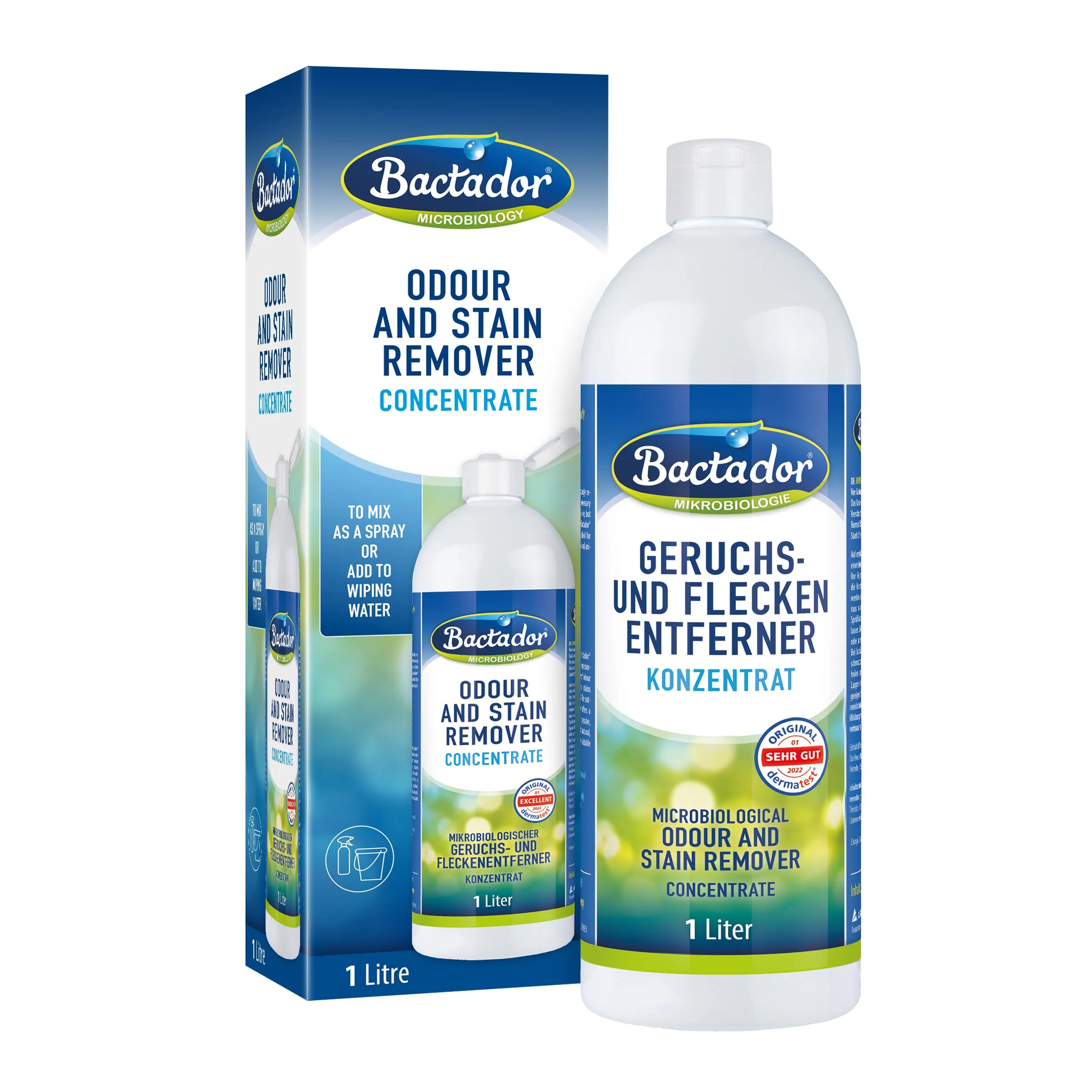 Bactador Anti-Odore E Smacchiatore Microbiologico 1 Litri - Concentrato - Detergente Enzimatico Biologico Contro Il Sudore, Gli Odori Degli Animali - Per La Casa, L'Auto E L'Ambiente Animale - immagine 1