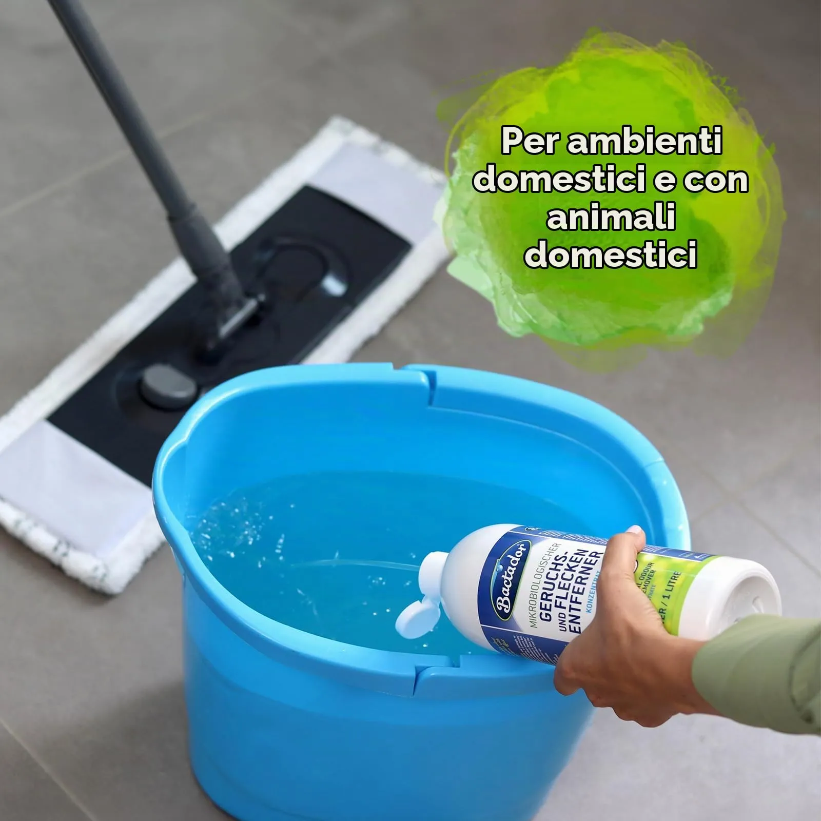 Bactador Anti-Odore E Smacchiatore Microbiologico 1 Litri - Concentrato - Detergente Enzimatico Biologico Contro Il Sudore, Gli Odori Degli Animali - Per La Casa, L'Auto E L'Ambiente Animale - immagine 2