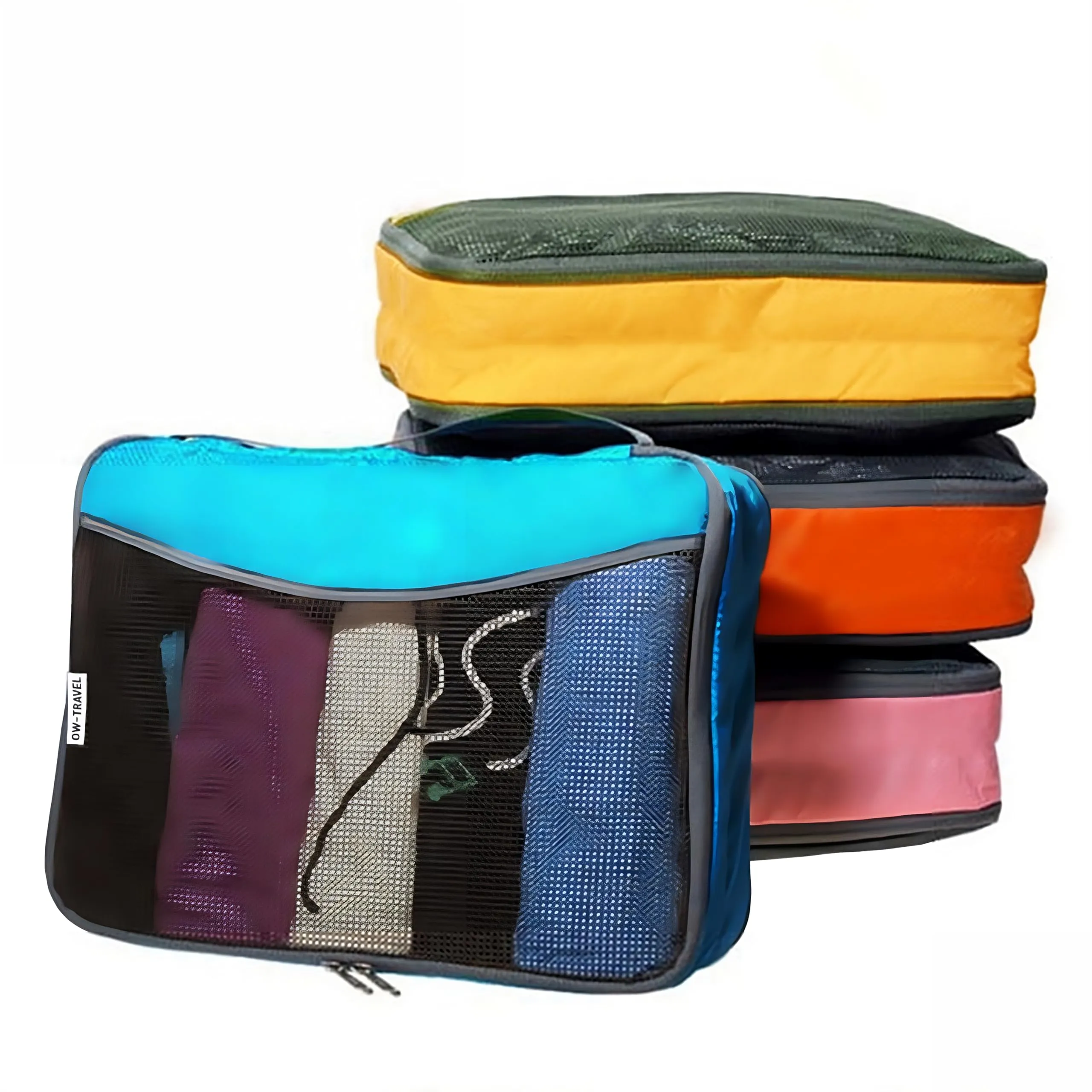 OW-Travel Organizer Valigia, Packing Cubes, Cubi Viaggio, 4 Colori 4 Pezzi - immagine 1