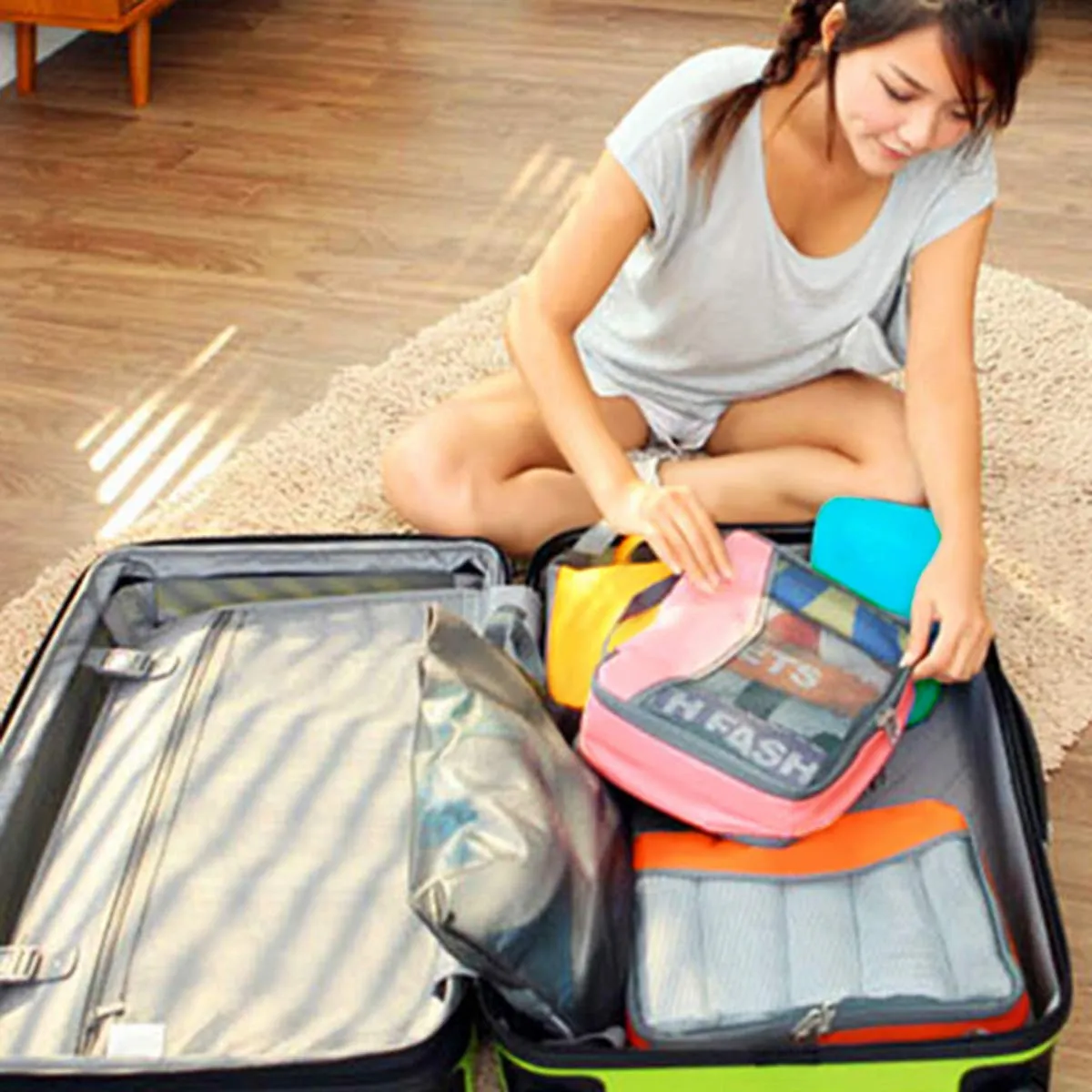 OW-Travel Organizer Valigia, Packing Cubes, Cubi Viaggio, 4 Colori 4 Pezzi - immagine 2