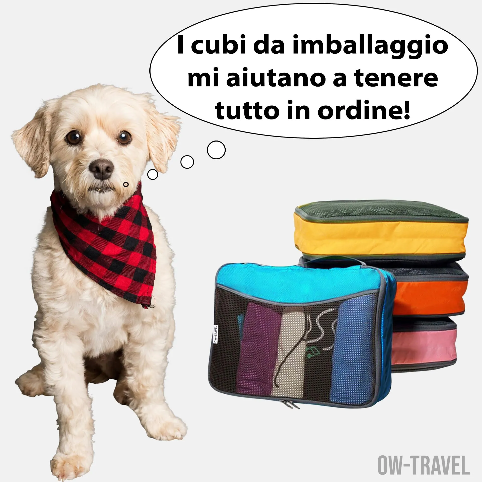 OW-Travel Organizer Valigia, Packing Cubes, Cubi Viaggio, 4 Colori 4 Pezzi - immagine 3