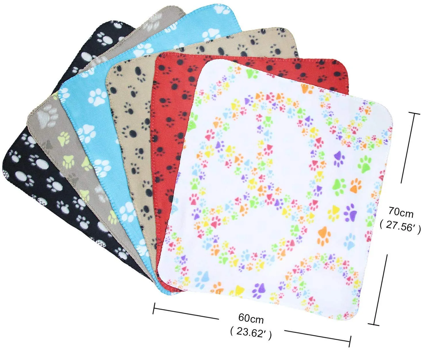 YIQI Coperta per Animali Domestici con Stampa a Zampa per Cane o Gatto, Finitura Morbida, Coperta Invernale per Uso Pesante, Zampa Stampata 3 Pezzi Colore Casuale(60 x 70 cm) - immagine 3