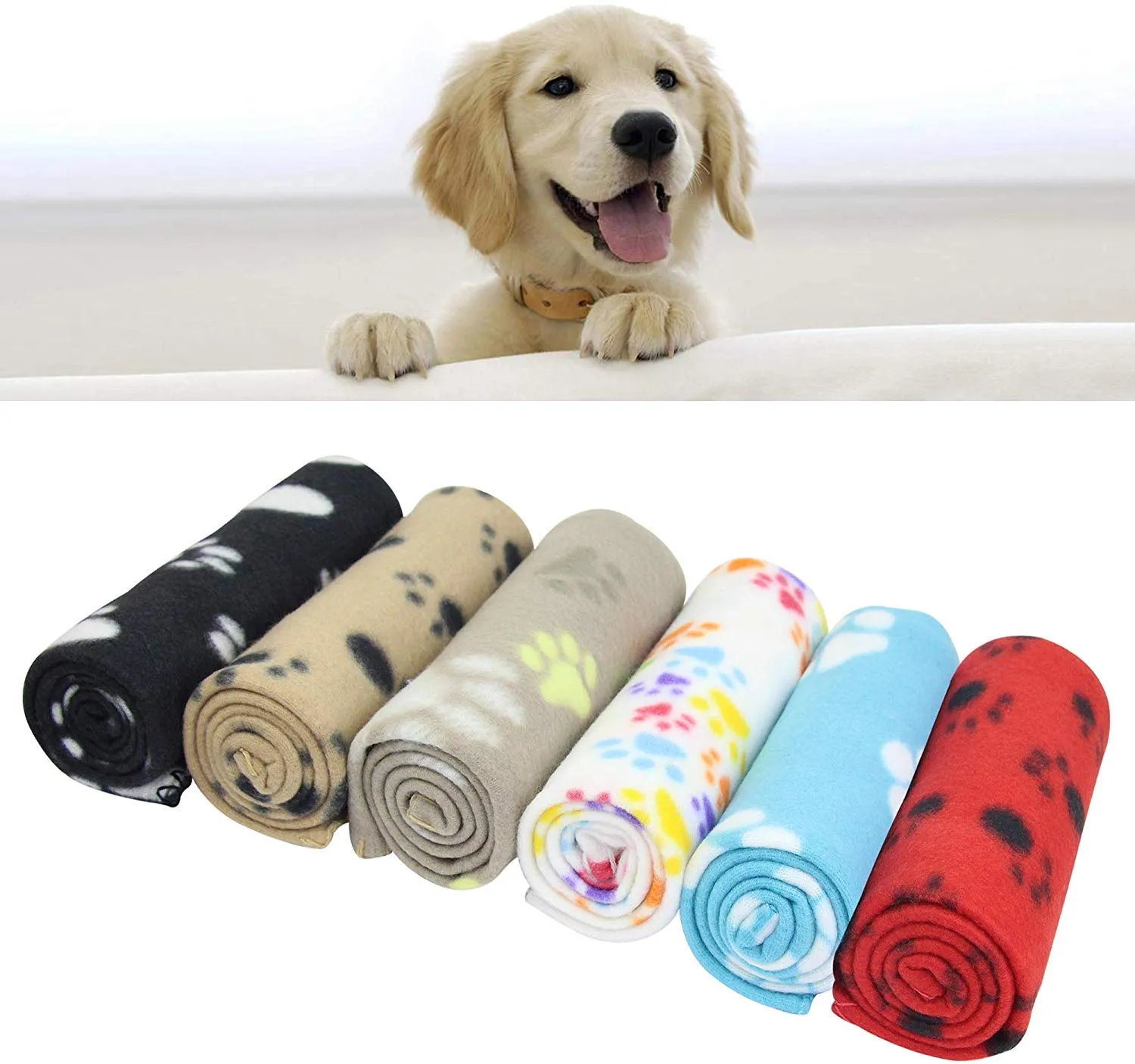 YIQI Coperta per Animali Domestici con Stampa a Zampa per Cane o Gatto, Finitura Morbida, Coperta Invernale per Uso Pesante, Zampa Stampata 3 Pezzi Colore Casuale(60 x 70 cm) - immagine 4