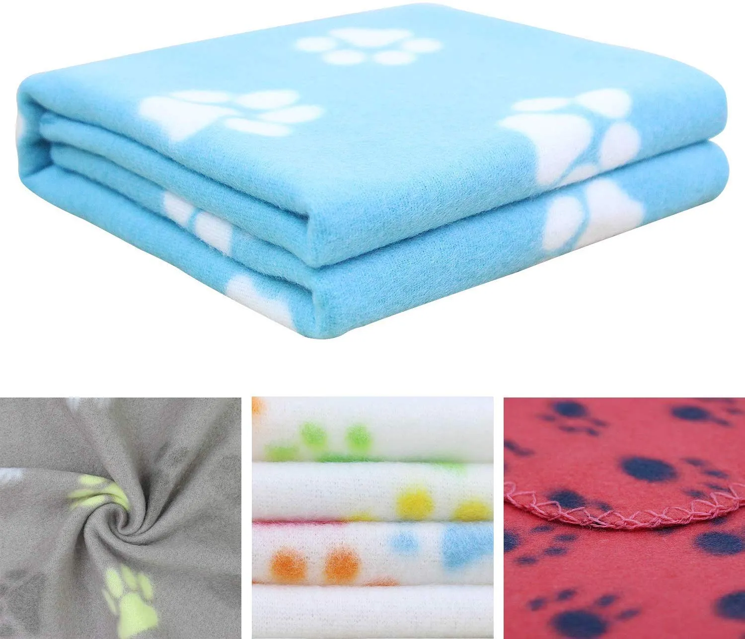 YIQI Coperta per Animali Domestici con Stampa a Zampa per Cane o Gatto, Finitura Morbida, Coperta Invernale per Uso Pesante, Zampa Stampata 3 Pezzi Colore Casuale(60 x 70 cm) - immagine 7