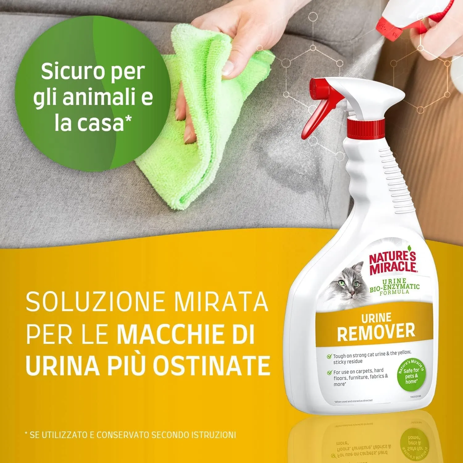 Nature´S Miracle Urine Remover per Gatti, Eliminare le Macchie di Urina, a Base di Oli Essenziali, 946 Ml - immagine 3