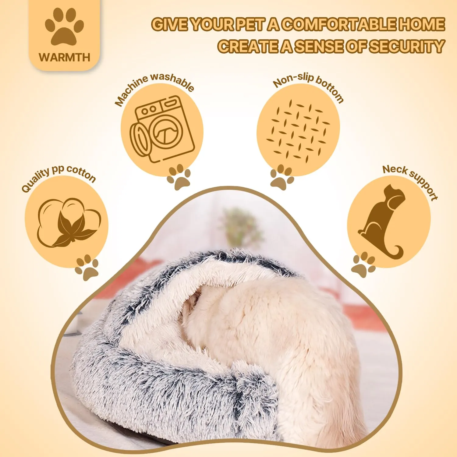 YAGE Letto per cani, Cuccia calmante per letto, Cuccia cane interno per cani da interno lavabile antiansia, Adatto di piccola e media taglia di peso inferiore a 10 kg, Morbida e calda - immagine 2