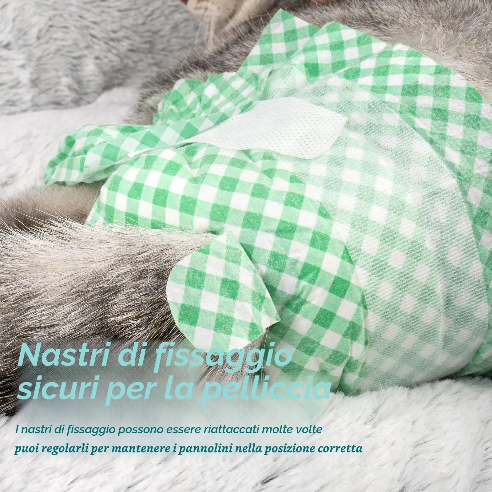 MICOOYO Pannolini usa e getta per cuccioli di gatto, super assorbenti, per cani femmina di piccola taglia, in vita regolabile, a prova di perdite, per gatti con calore, incontinenza, 24 pezzi (verde - immagine 5