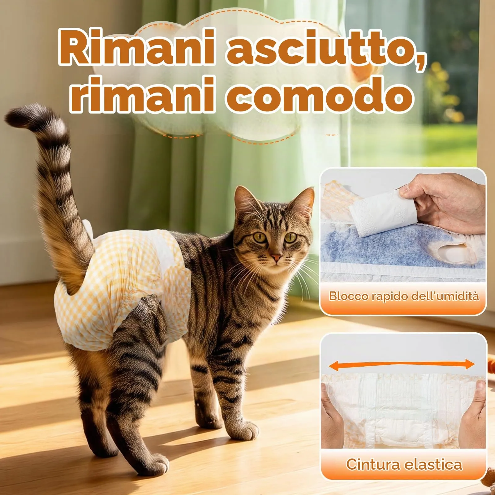 MICOOYO Pannolini usa e getta per cani femmina, super assorbenti, per gatti e cani di piccola taglia, pannolini per gatti a prova di perdite per donne in calore (arancione, XS, 24 pezzi) - immagine 4