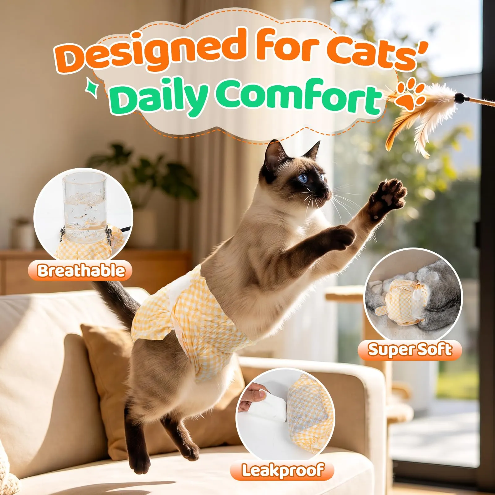MICOOYO - Pannolini usa e getta per cuccioli di gatto, super assorbenti, per cani femmina di piccola taglia, in vita regolabile, a prova di perdite, per gatti con calore, incontinenza, 24 pezzi - immagine 5