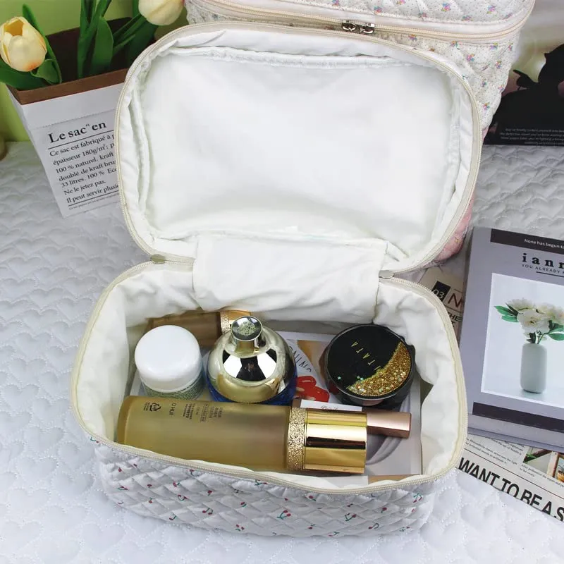 Aucuu Borsa da Toilette da Viaggio, Beauty Case da Viaggio, Borsa da Viaggio, Borsa Trucco Floreale, Trucco Pochette da Toilette, Trousse Trucchi Organizer per Cosmetici, per Donne e Ragazze - immagine 3