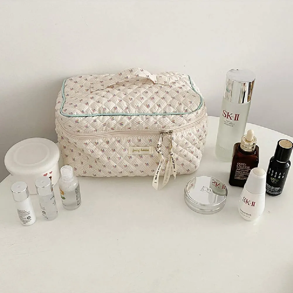 Aucuu Borsa da Toilette da Viaggio, Beauty Case da Viaggio, Borsa da Viaggio, Borsa Trucco Floreale, Trucco Pochette da Toilette, Trousse Trucchi Organizer per Cosmetici, per Donne e Ragazze - immagine 4