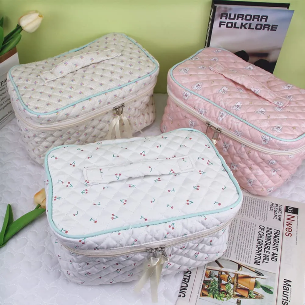 Aucuu Borsa da Toilette da Viaggio, Beauty Case da Viaggio, Borsa da Viaggio, Borsa Trucco Floreale, Trucco Pochette da Toilette, Trousse Trucchi Organizer per Cosmetici, per Donne e Ragazze - immagine 5