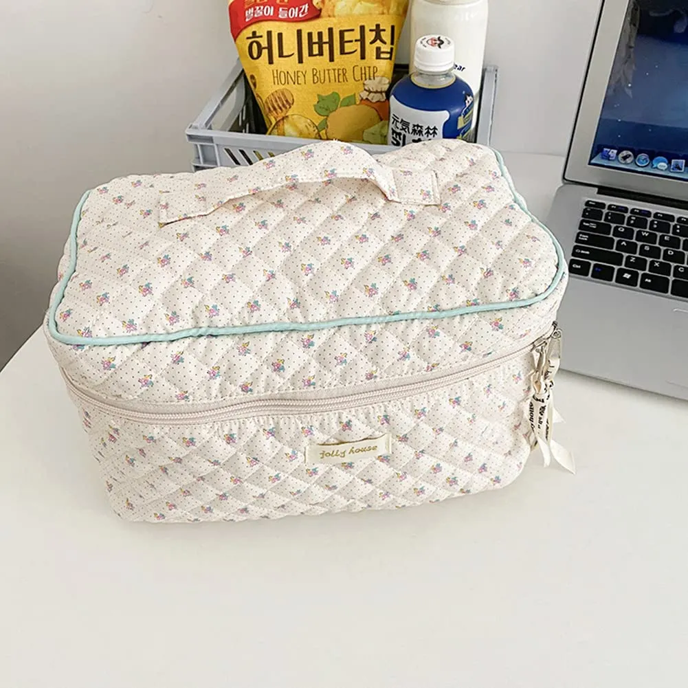Aucuu Borsa da Toilette da Viaggio, Beauty Case da Viaggio, Borsa da Viaggio, Borsa Trucco Floreale, Trucco Pochette da Toilette, Trousse Trucchi Organizer per Cosmetici, per Donne e Ragazze - immagine 7