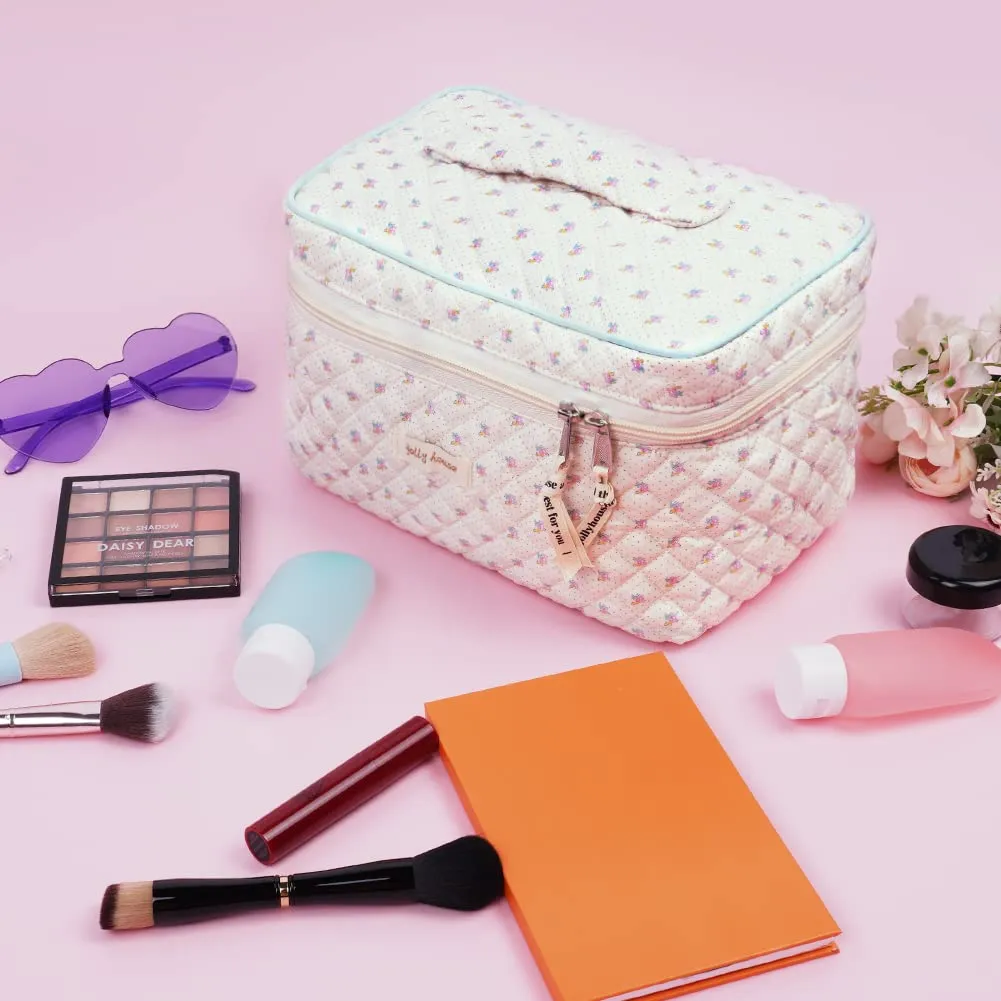 Aucuu Borsa da Toilette da Viaggio, Beauty Case da Viaggio, Borsa da Viaggio, Borsa Trucco Floreale, Trucco Pochette da Toilette, Trousse Trucchi Organizer per Cosmetici, per Donne e Ragazze - immagine 8