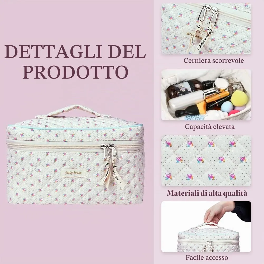 Aucuu Borsa da Toilette da Viaggio, Beauty Case da Viaggio, Borsa da Viaggio, Borsa Trucco Floreale, Trucco Pochette da Toilette, Trousse Trucchi Organizer per Cosmetici, per Donne e Ragazze - immagine 9
