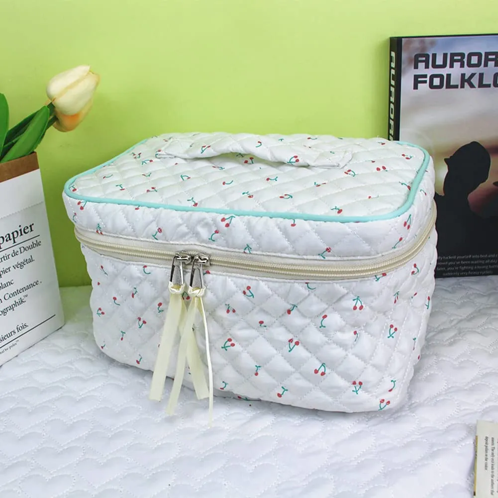 Aucuu Borsa da Toilette da Viaggio, Beauty Case da Viaggio, Borsa da Viaggio, Borsa Trucco Floreale, Trucco Pochette da Toilette, Trousse Trucchi Organizer per Cosmetici, per Donne e Ragazze - immagine 2