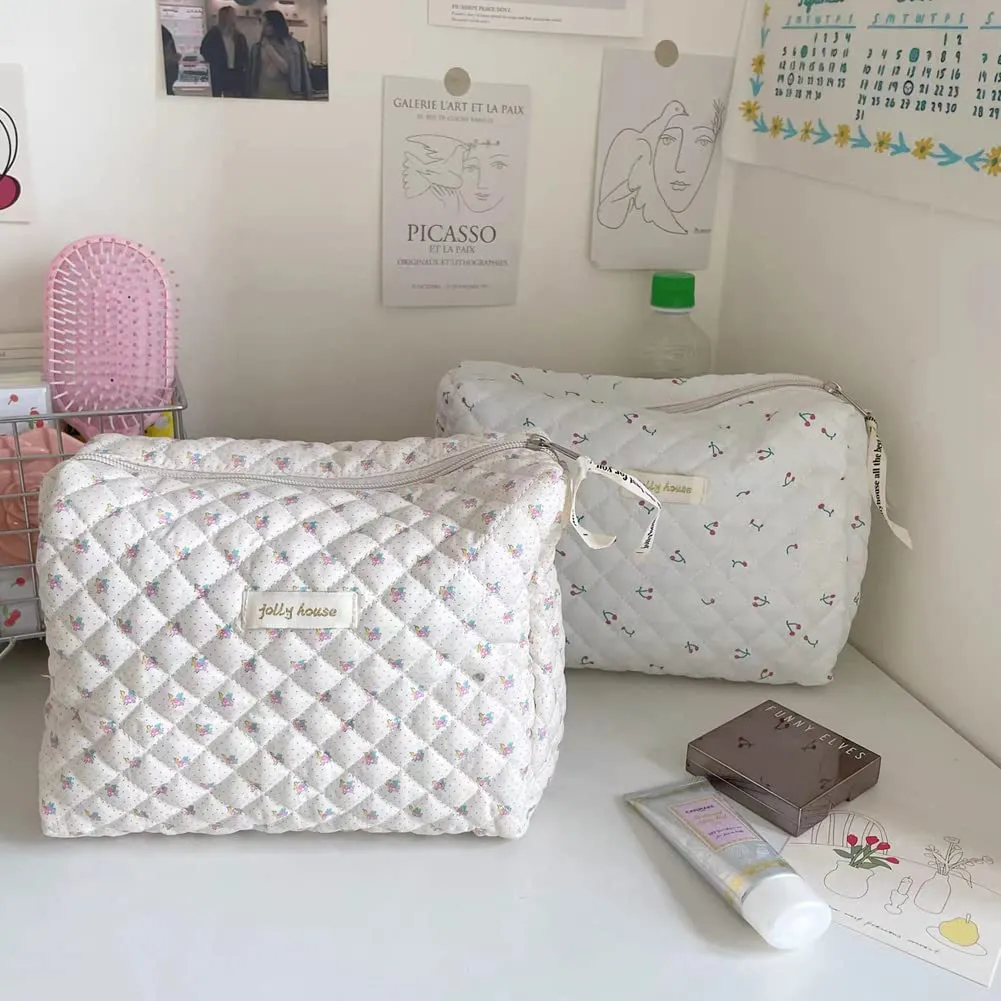 Aucuu Borsa da Toilette da Viaggio, Beauty Case da Viaggio, Borsa da Viaggio, Borsa Trucco Floreale, Trucco Pochette da Toilette, Trousse Trucchi Organizer per Cosmetici, per Donne e Ragazze - immagine 4