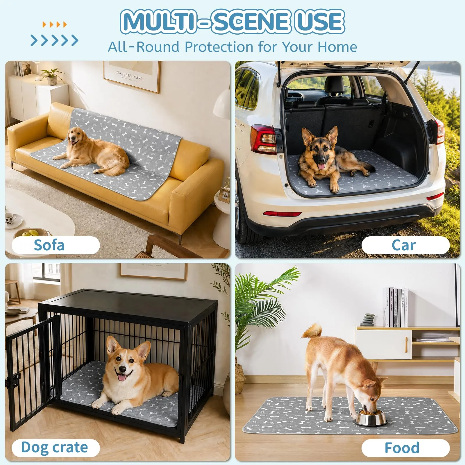 Baodan Cuscinetti lavabili per cani, grandi, confezione da 2 pezzi, 91,4 x 121,9 cm, lavabili, impermeabili, riutilizzabili, ad assorbimento rapido, per addestramento al vasino, cuscinetti per parto - immagine 5