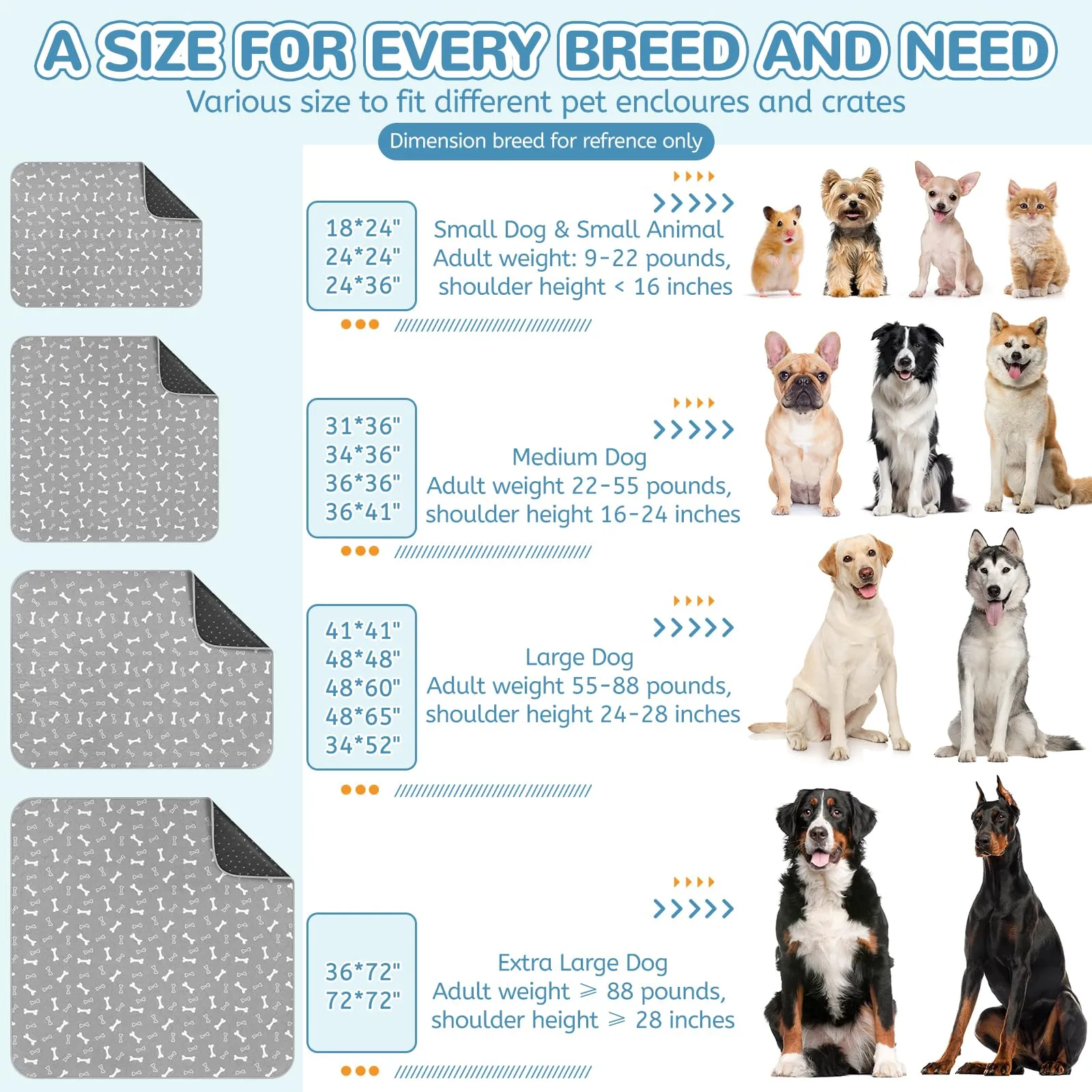 Baodan Cuscinetti lavabili per cani, grandi, confezione da 2 pezzi, 91,4 x 121,9 cm, lavabili, impermeabili, riutilizzabili, ad assorbimento rapido, per addestramento al vasino, cuscinetti per parto - immagine 7