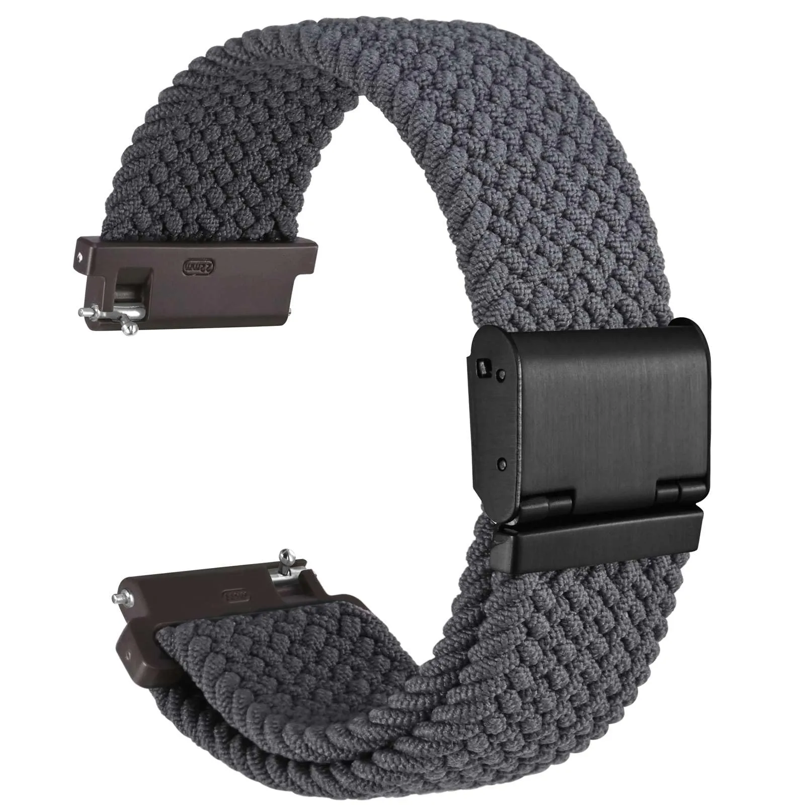 WOCCI 21mm Intrecciato Nylon Cinturino per Orologio da Uomo e da Donna, Regolabile Fibbia Nera (Grigio) - immagine 1