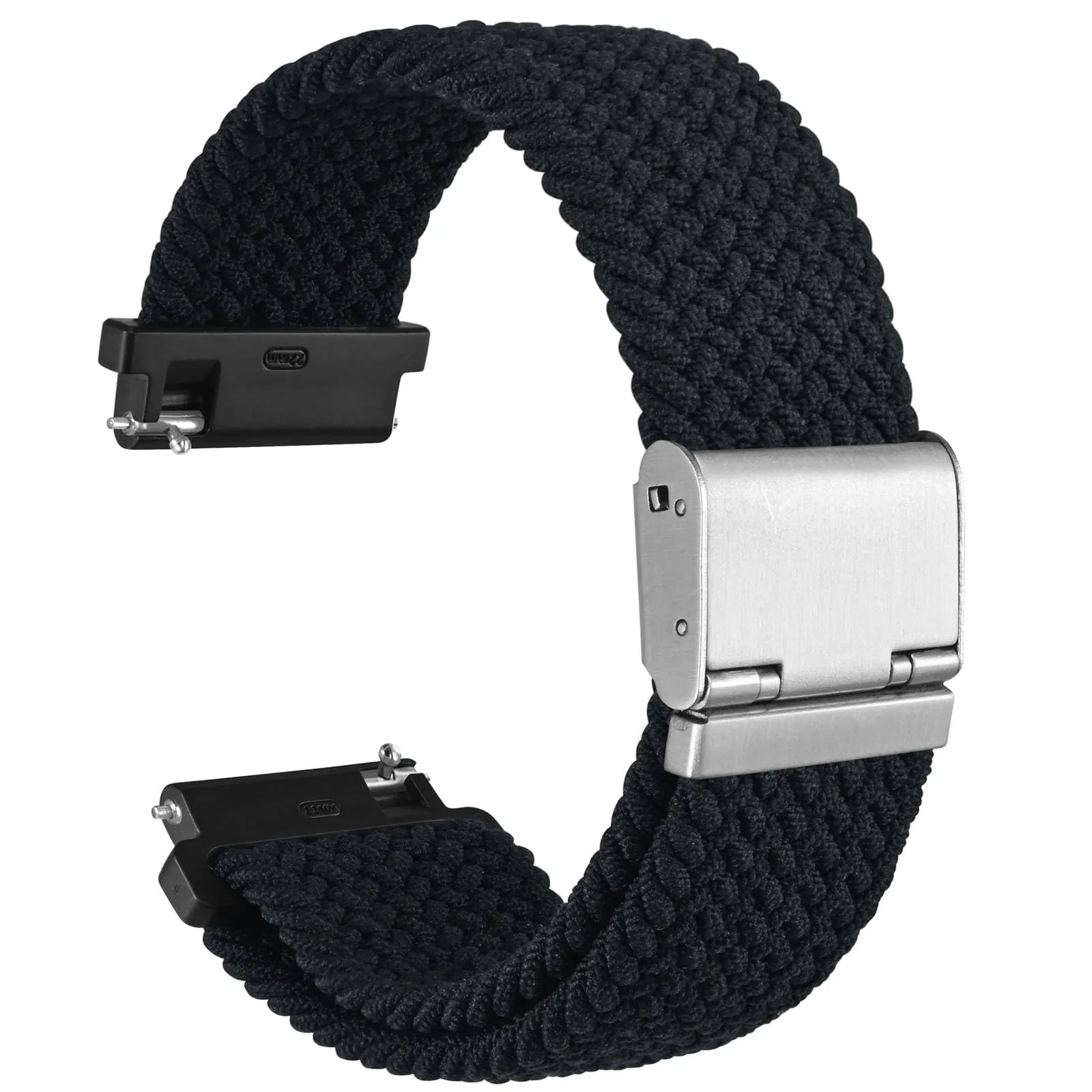 WOCCI 21mm Intrecciato Nylon Cinturino per Orologio da Uomo e da Donna, Regolabile Fibbia Argento (Nero) - immagine 1
