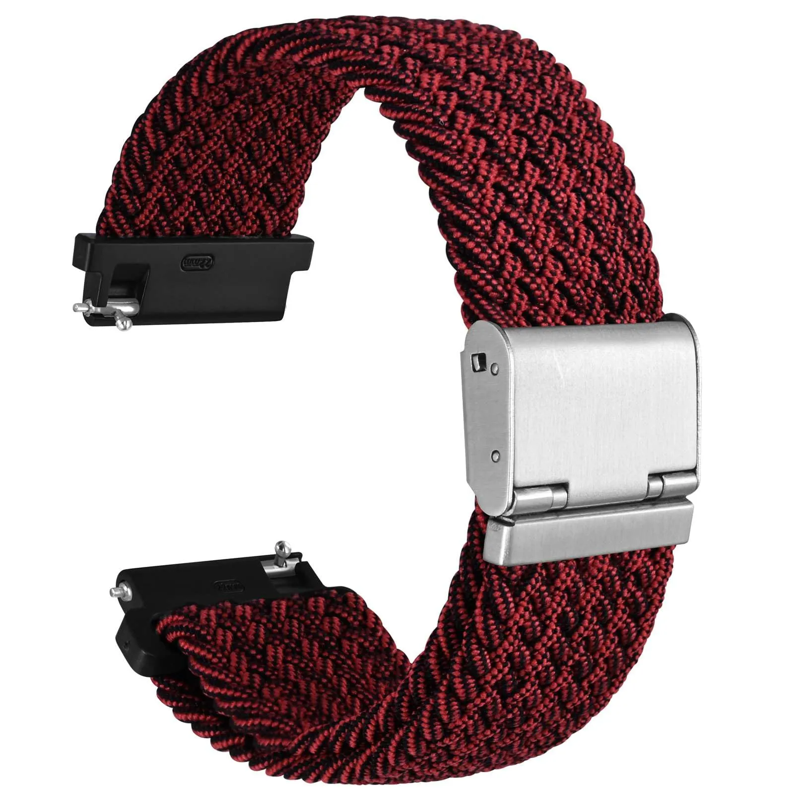 WOCCI 22mm Intrecciato Nylon Cinturino per Orologio da Uomo e da Donna, Regolabile Fibbia Argento (Rosso Nero) - immagine 1