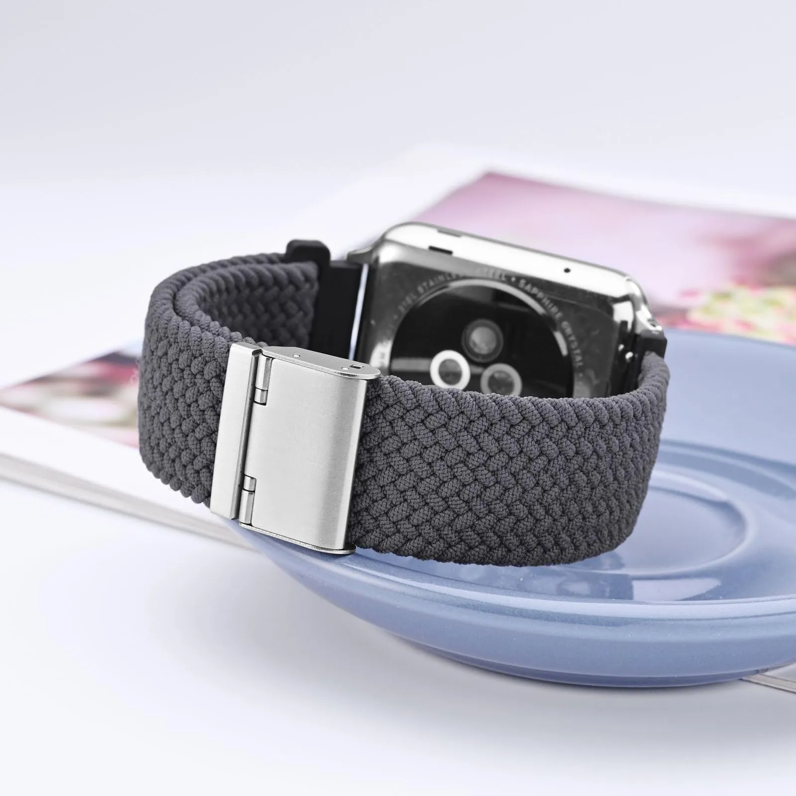 WOCCI 21mm Intrecciato Nylon Cinturino per Orologio da Uomo e da Donna, Regolabile Fibbia Argento (Grigio) - immagine 2