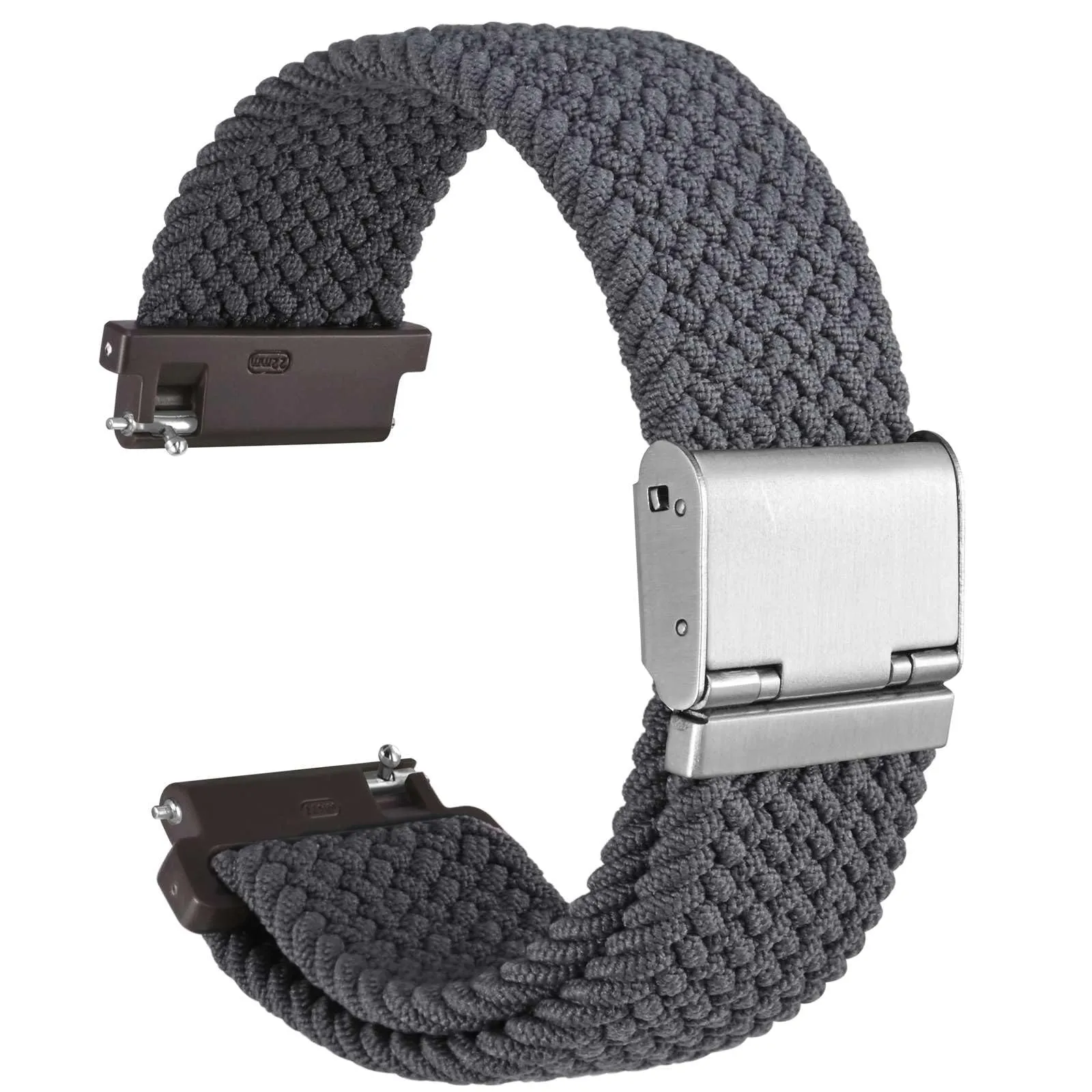 WOCCI 19mm Intrecciato Nylon Cinturino per Orologio da Uomo e da Donna, Regolabile Fibbia Argento (Grigio) - immagine 1