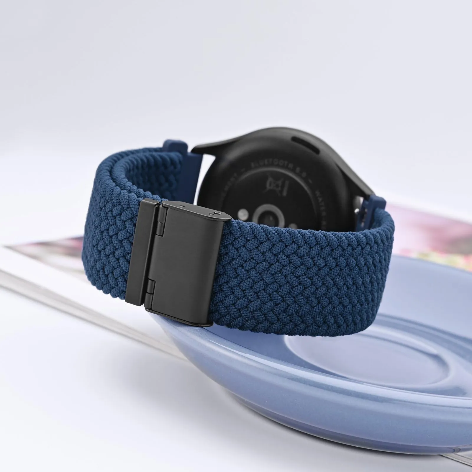 WOCCI 21mm Intrecciato Nylon Cinturino per Orologio da Uomo e da Donna, Regolabile Fibbia Nera (Blu) - immagine 2
