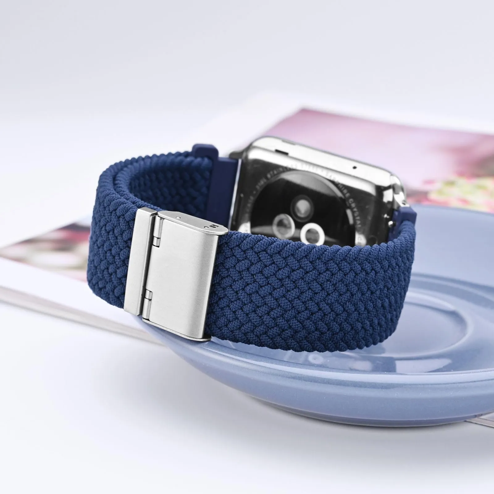 WOCCI 21mm Intrecciato Nylon Cinturino per Orologio da Uomo e da Donna, Regolabile Fibbia Argento (Blu) - immagine 2