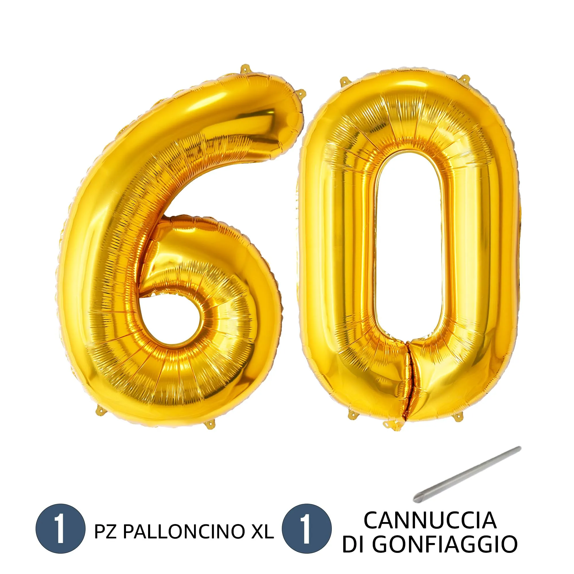 FUNFEST Palloncini 60° Compleanno Oro Giganti 100cm - immagine 7