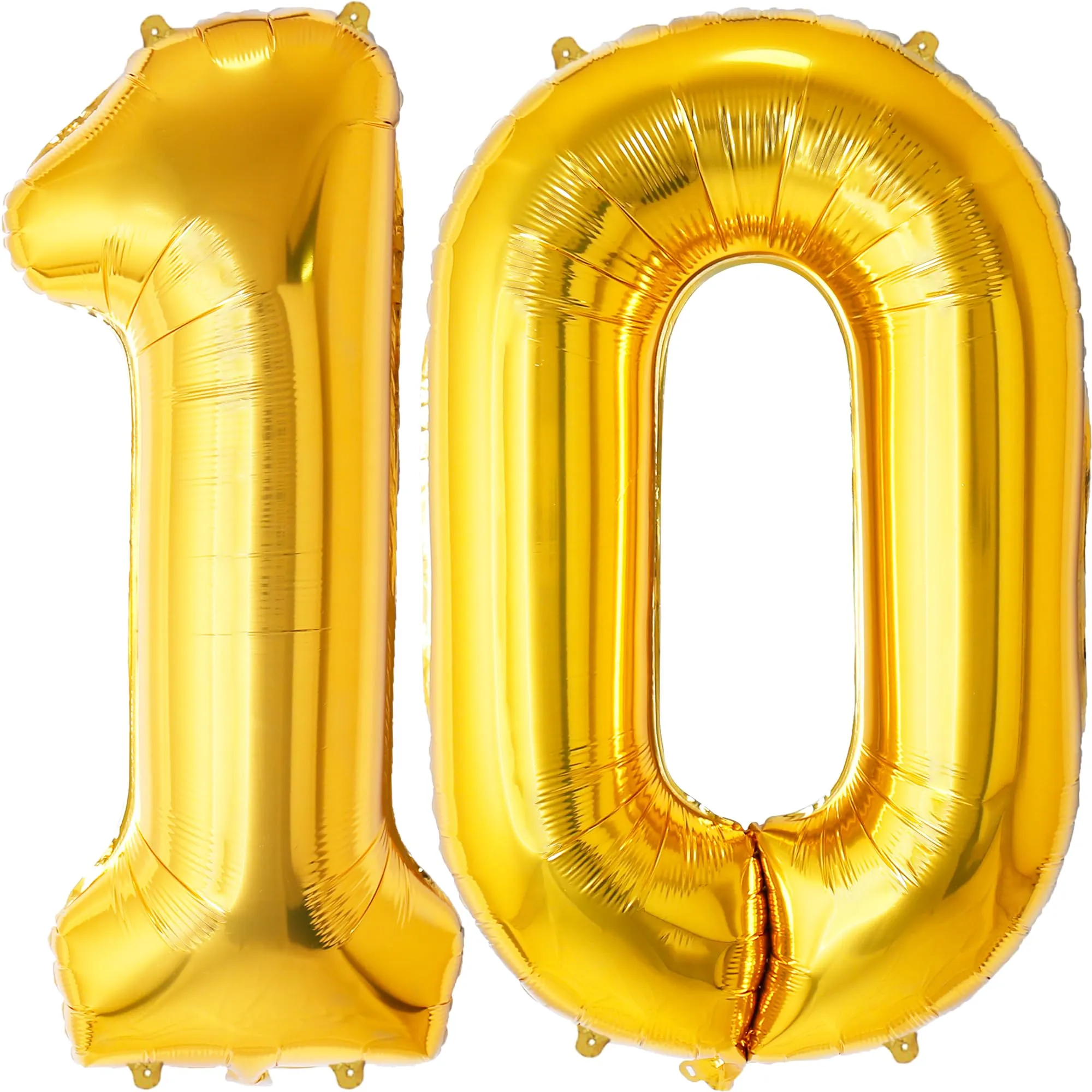 FUNFEST Palloncini 10° Compleanno Oro – Numeri 1 e 0 Giganti (100cm) - immagine 1