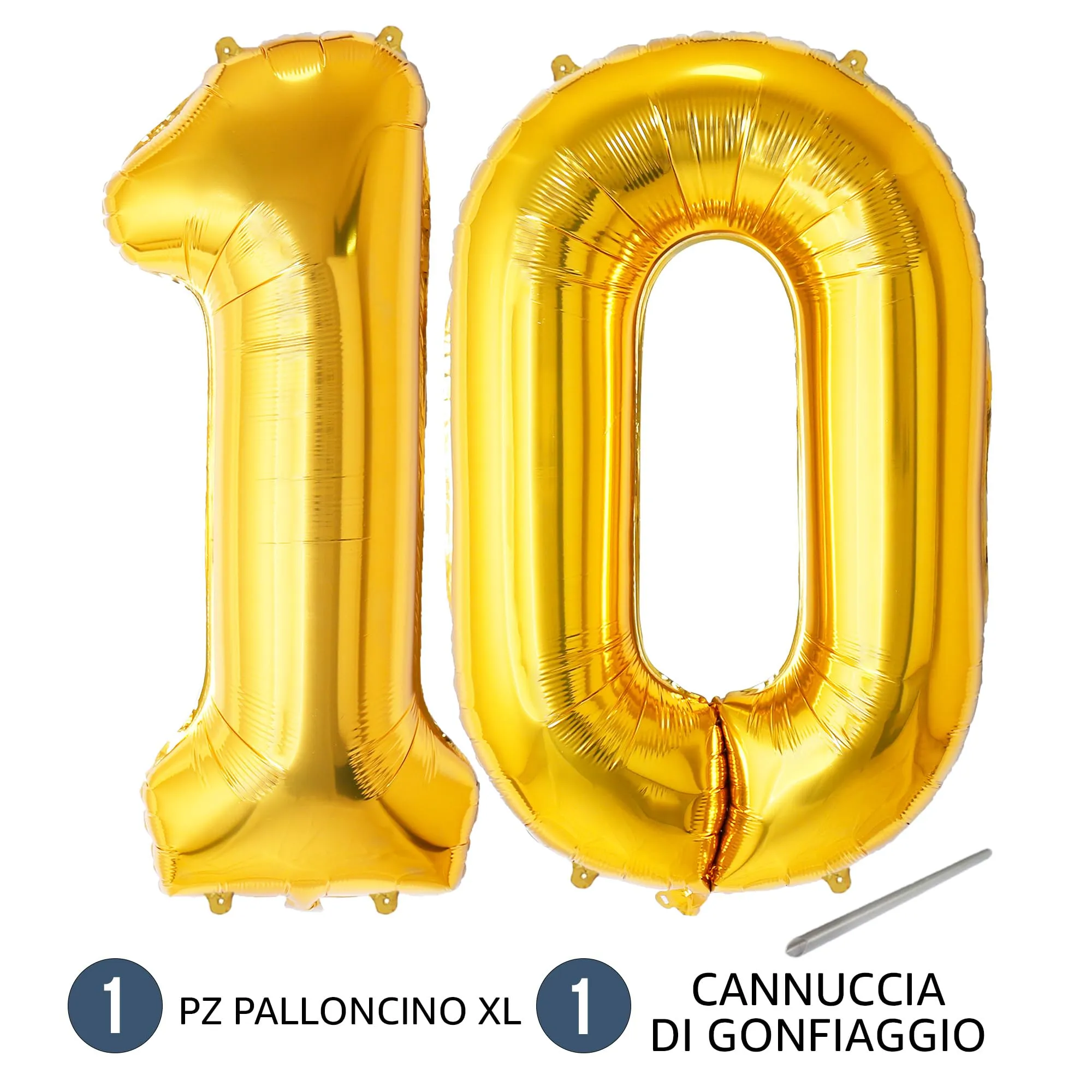 FUNFEST Palloncini 10° Compleanno Oro – Numeri 1 e 0 Giganti (100cm) - immagine 7