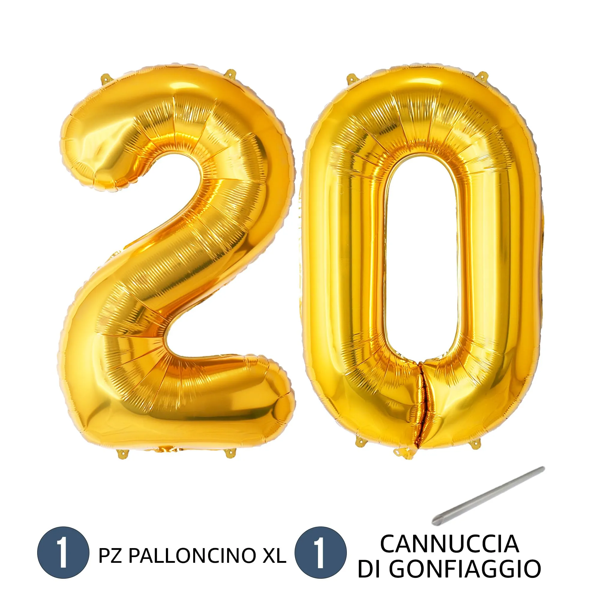 FUNFEST Palloncini 20° Compleanno Oro – Gigante 100cm - immagine 7