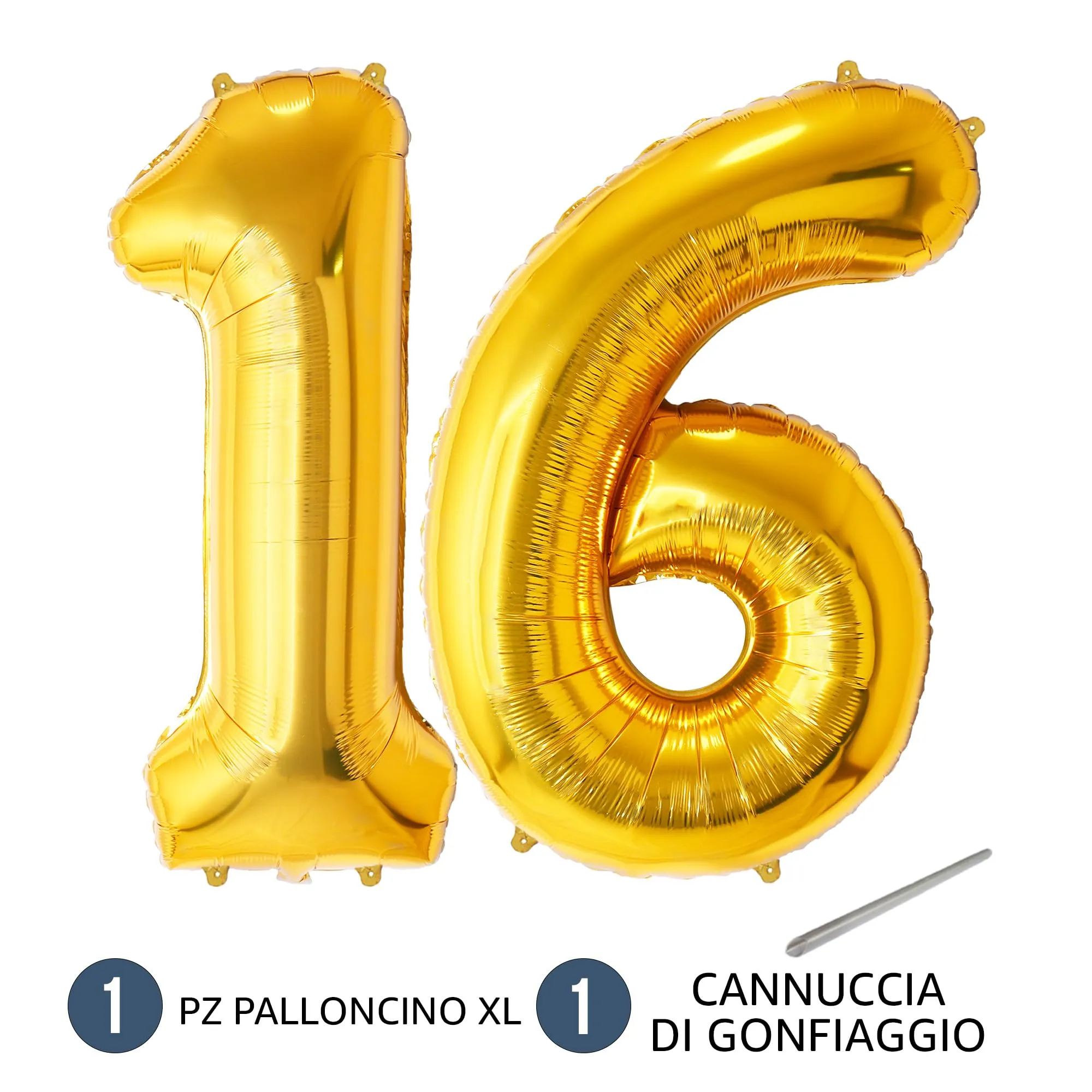 FUNFEST Compleanno 16 o 61 Anni Oro – Numeri 1 e 6 Giganti (100cm) - immagine 7