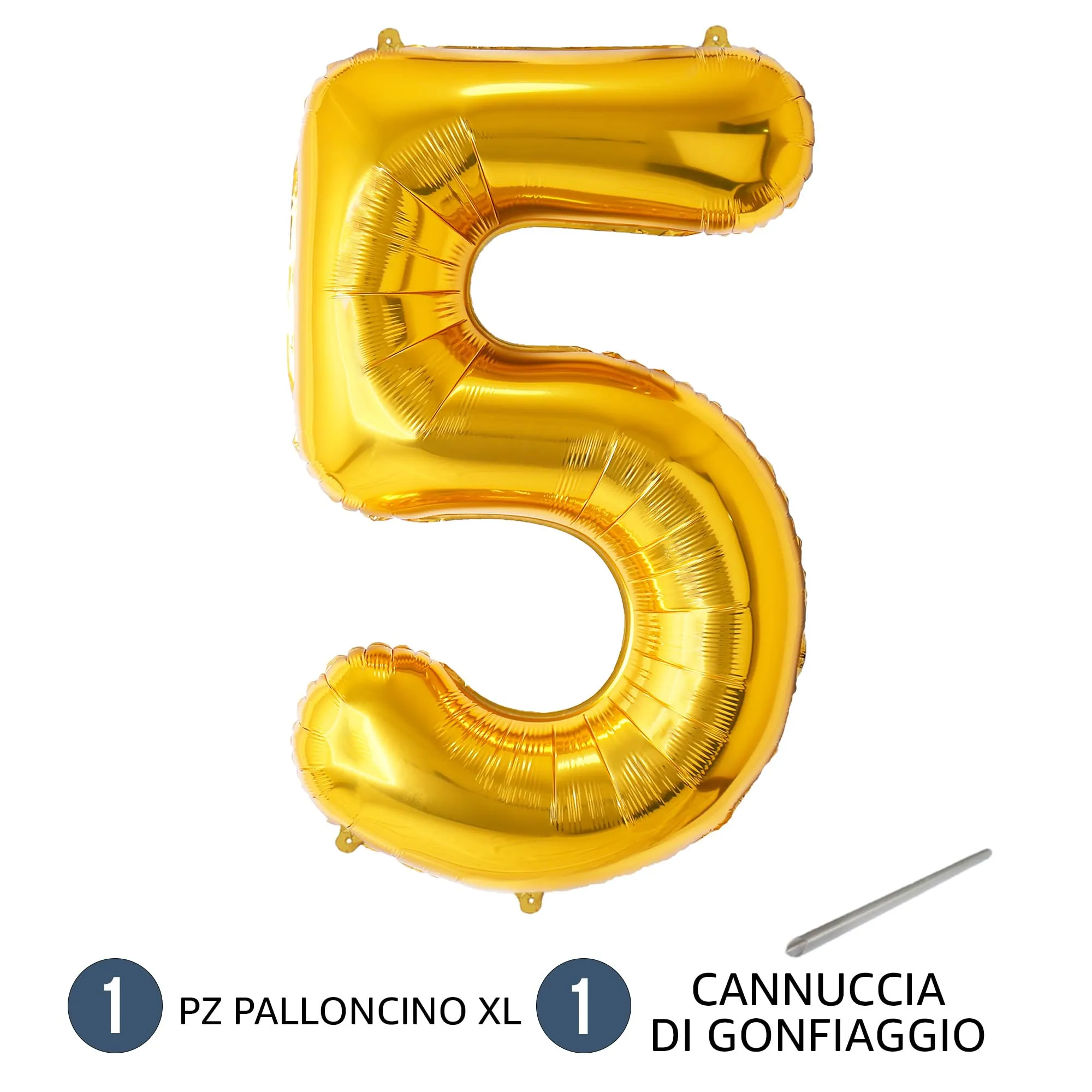 FUNFEST Palloncino Numero 5 Oro Gigante 100cm - immagine 7