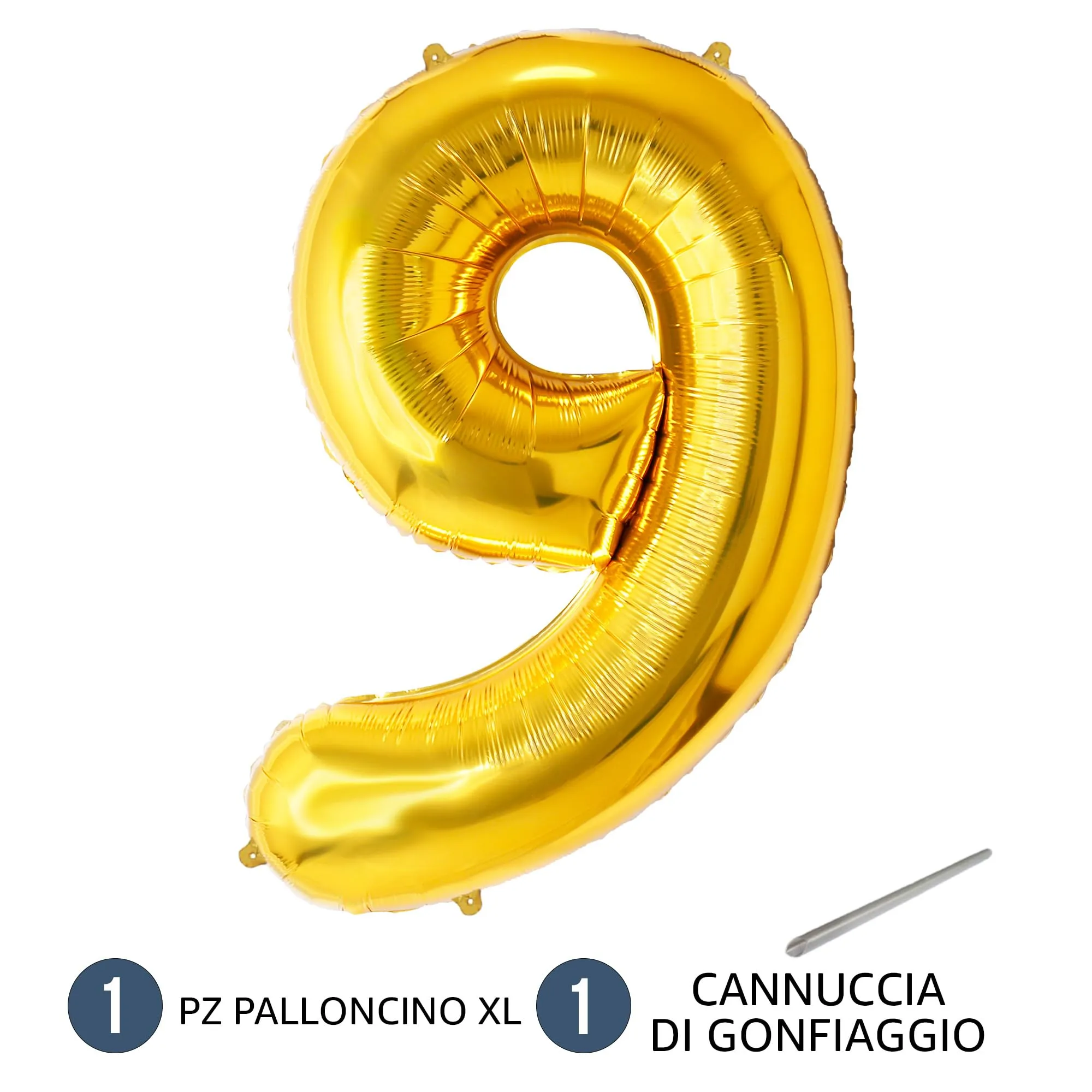 FUNFEST Palloncino Numero 9 Oro 100cm - immagine 7