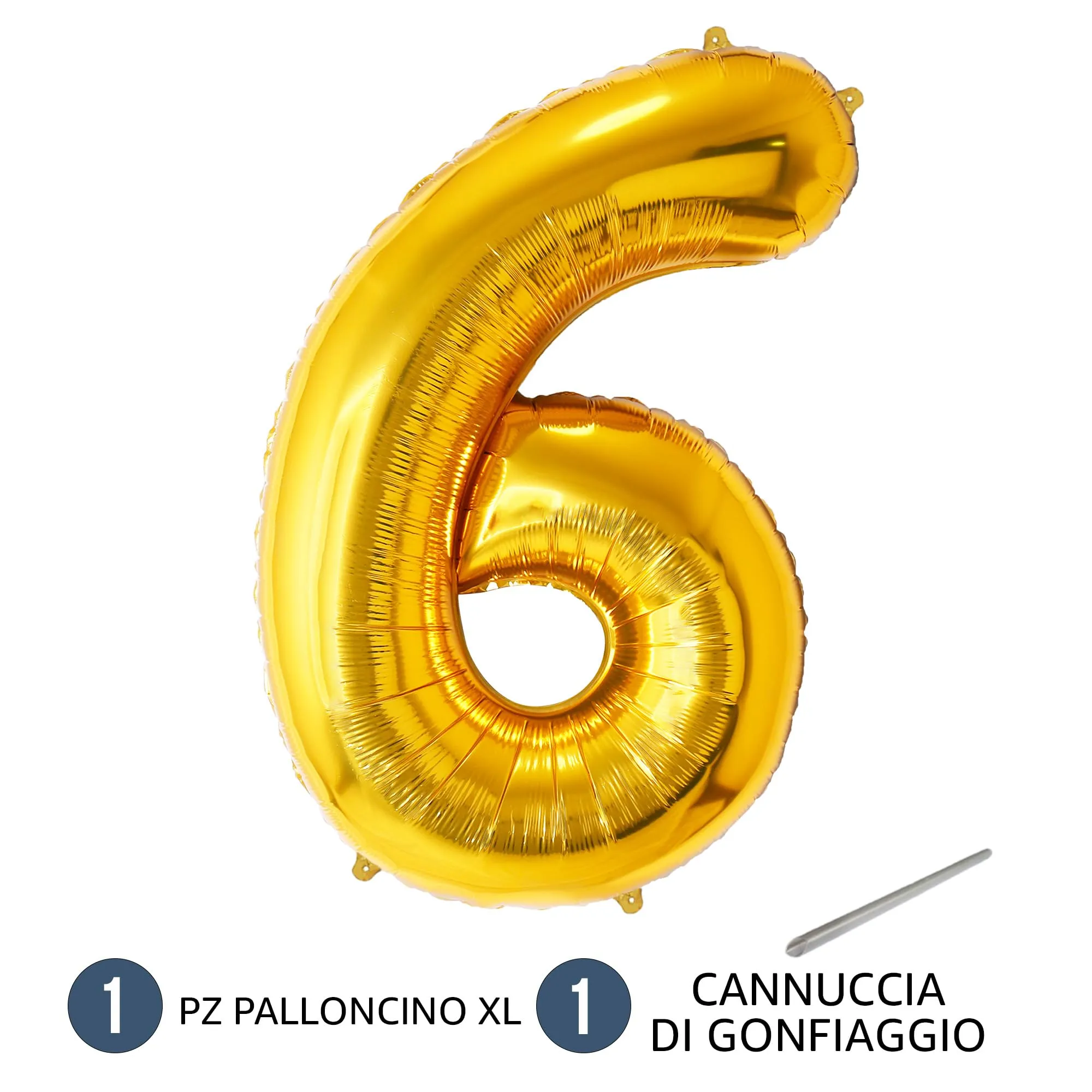 FUNFEST Palloncino Numero 6 Oro 100cm - immagine 7