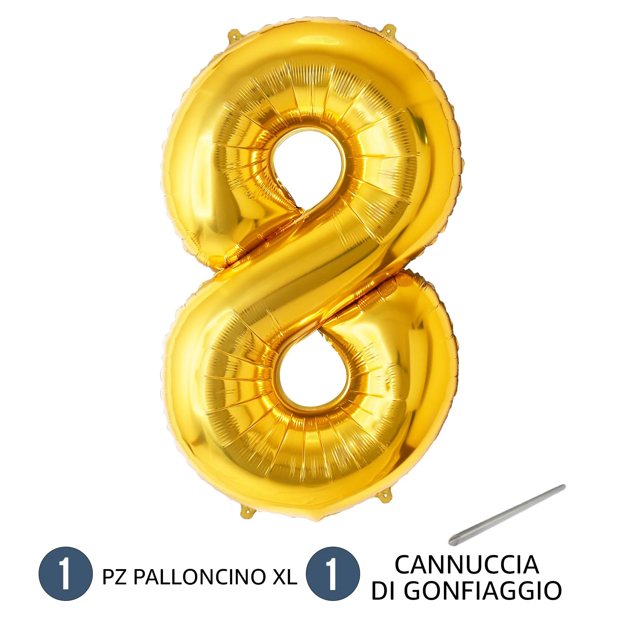 FUNFEST Palloncino Numero 8 Oro 100cm - immagine 7
