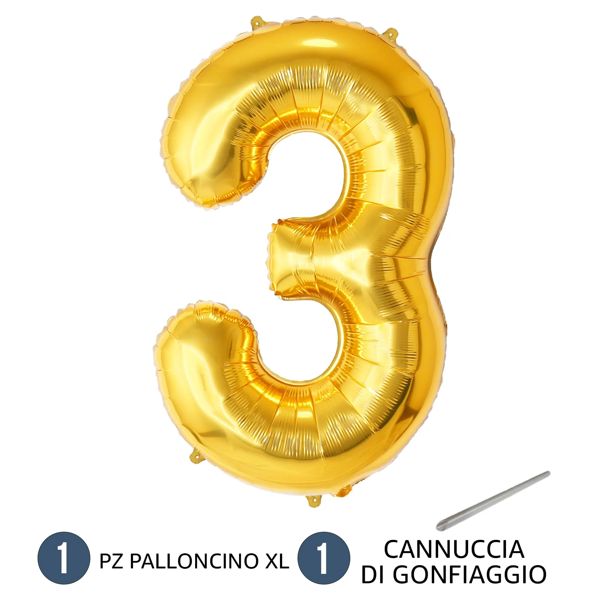 FUNFEST Palloncino Numero 3 Oro 100cm - immagine 7