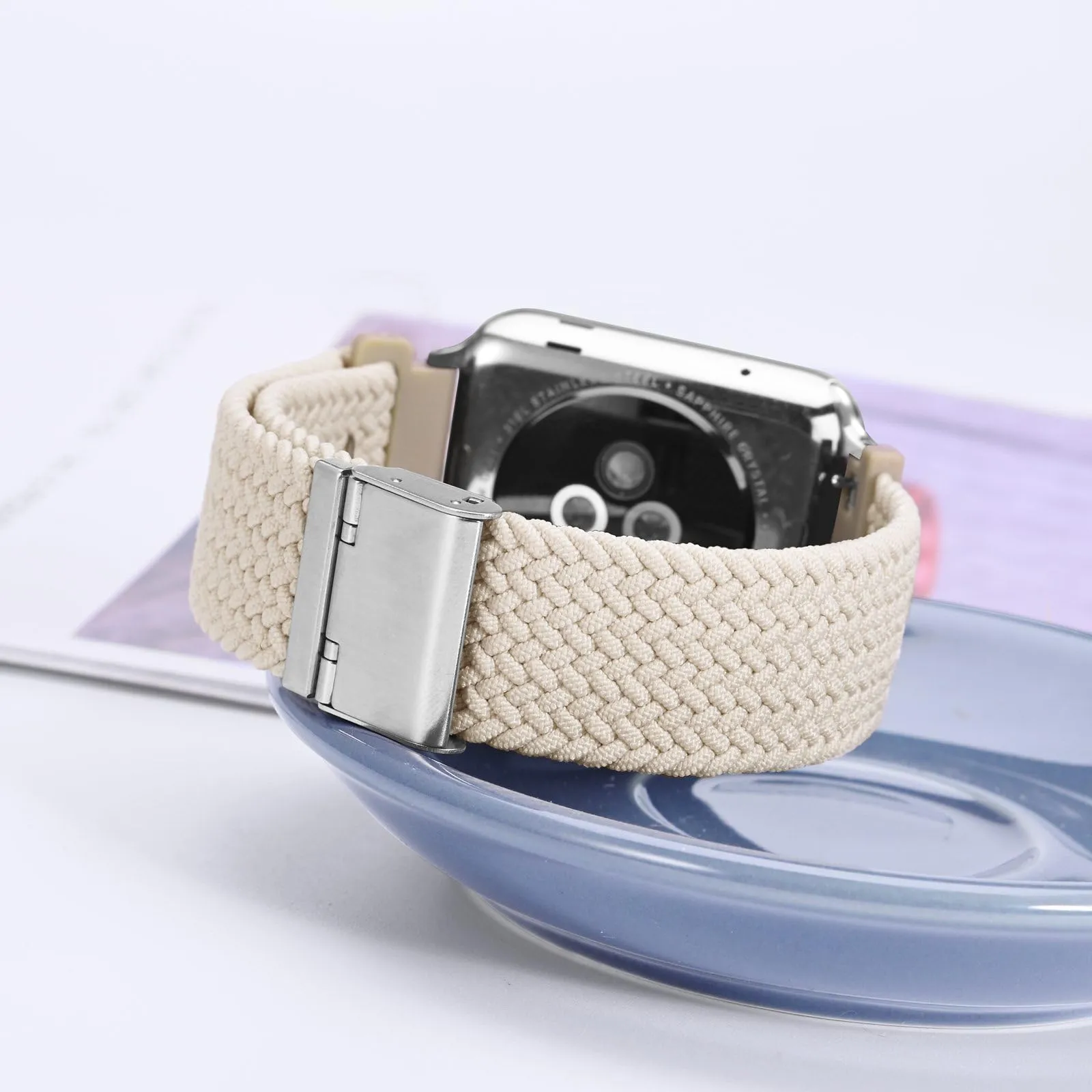 WOCCI 18mm Intrecciato Nylon Cinturino per Orologio da Uomo e da Donna, Regolabile Fibbia Argento (Galassia) - immagine 2