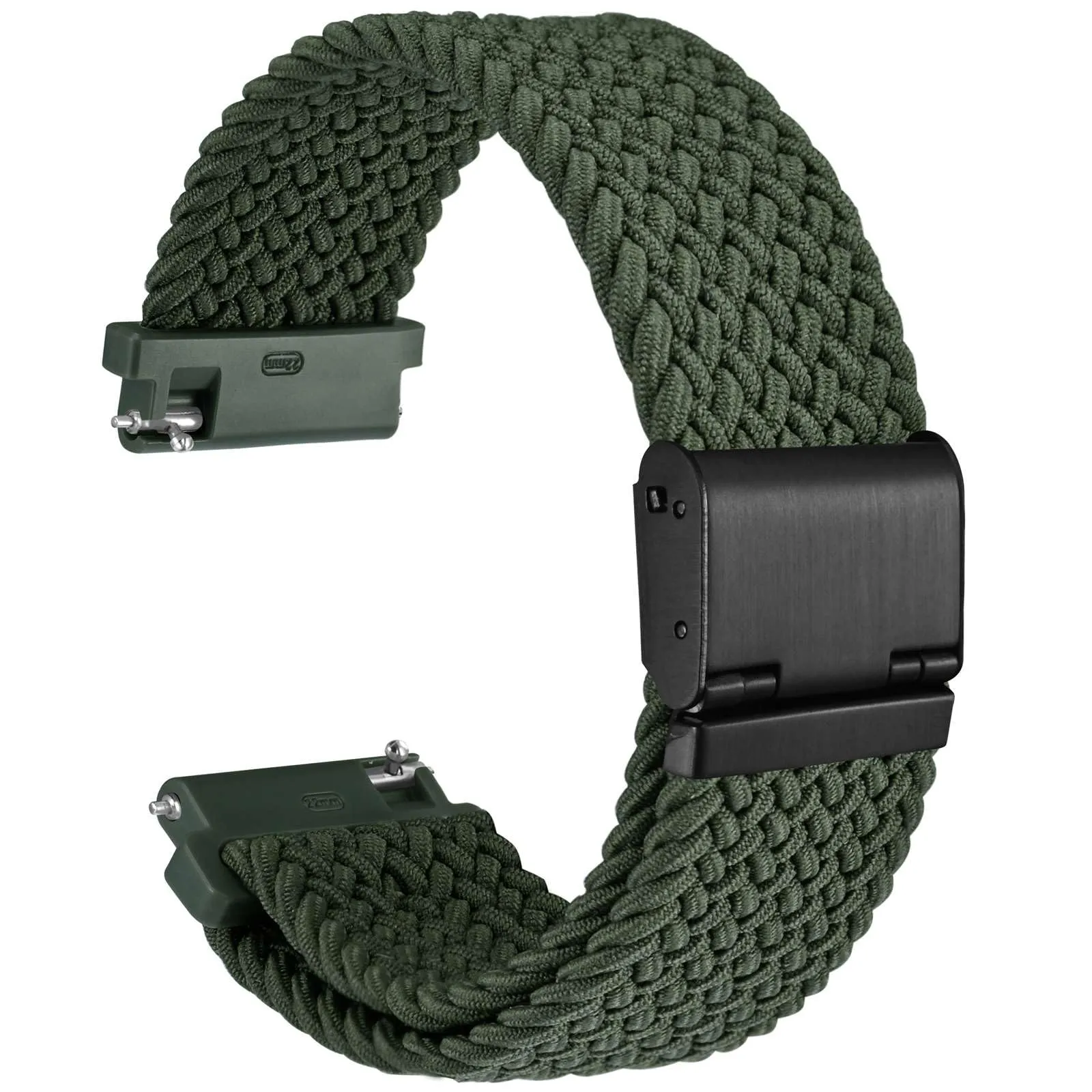 WOCCI 20mm Intrecciato Nylon Cinturino per Orologio da Uomo e da Donna, Regolabile Fibbia Nera (Verde Kaki) - immagine 1