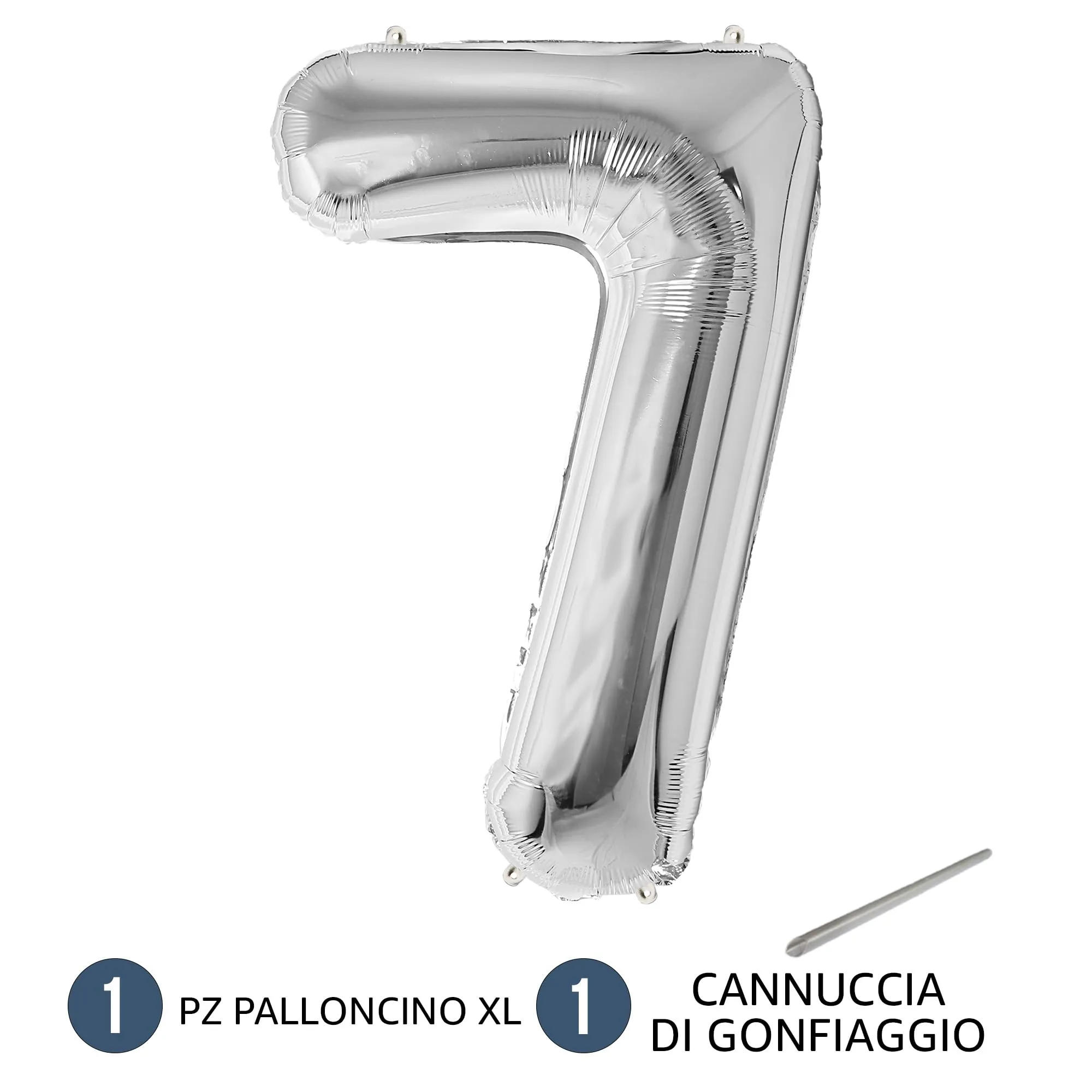FUNFEST Palloncino Numero 7 Argento 100cm – Decorazione Compleanno Metallizzata – Elio o Aria - immagine 7