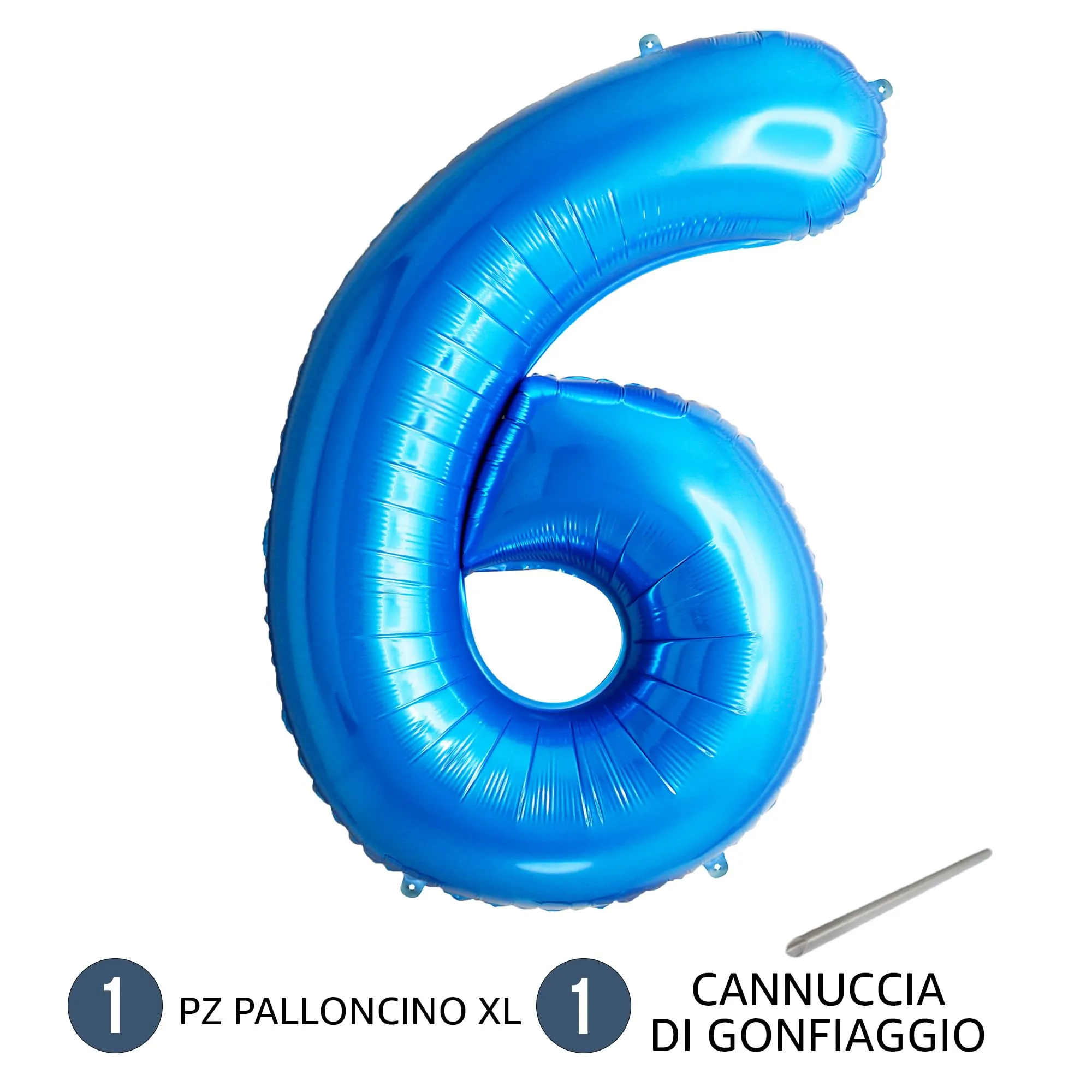 FUNFEST Palloncino Numero 6 Blu 100cm – Decorazione Compleanno Ragazzo – Elio o Aria - immagine 7
