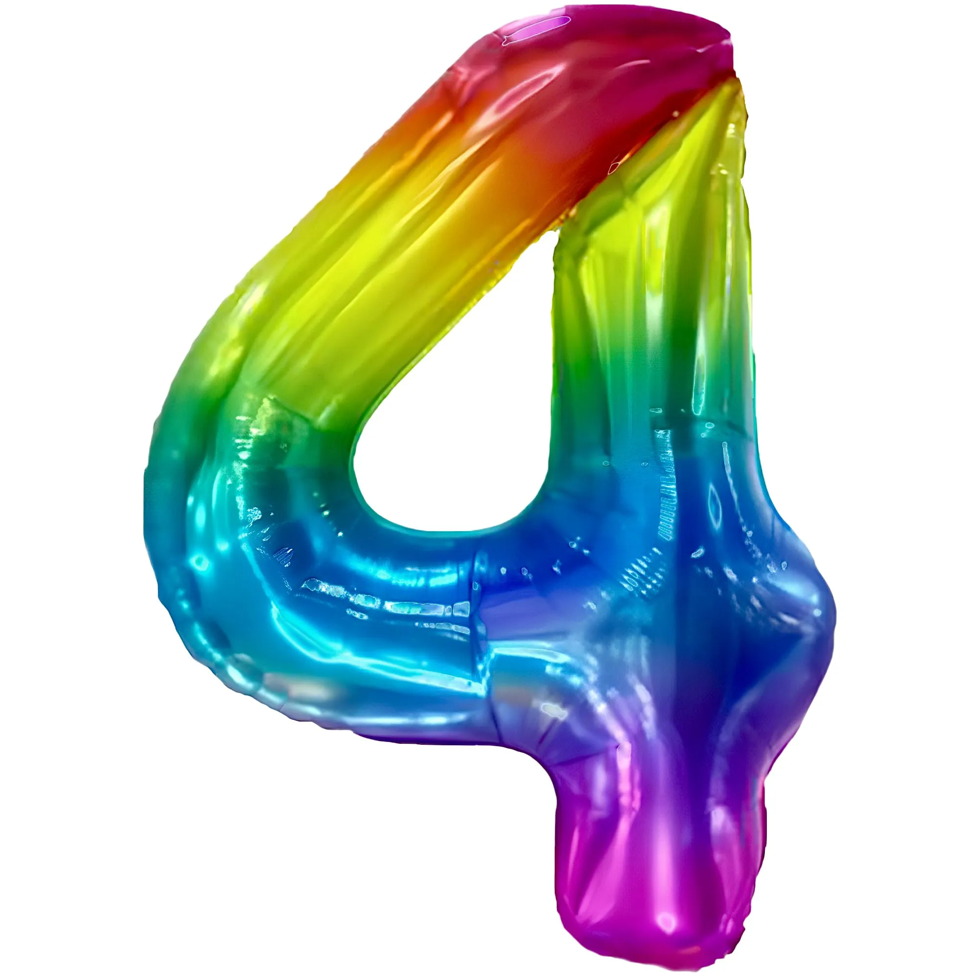 FUNFEST Palloncino Numero 4 Arcobaleno Gigante 100cm - immagine 1